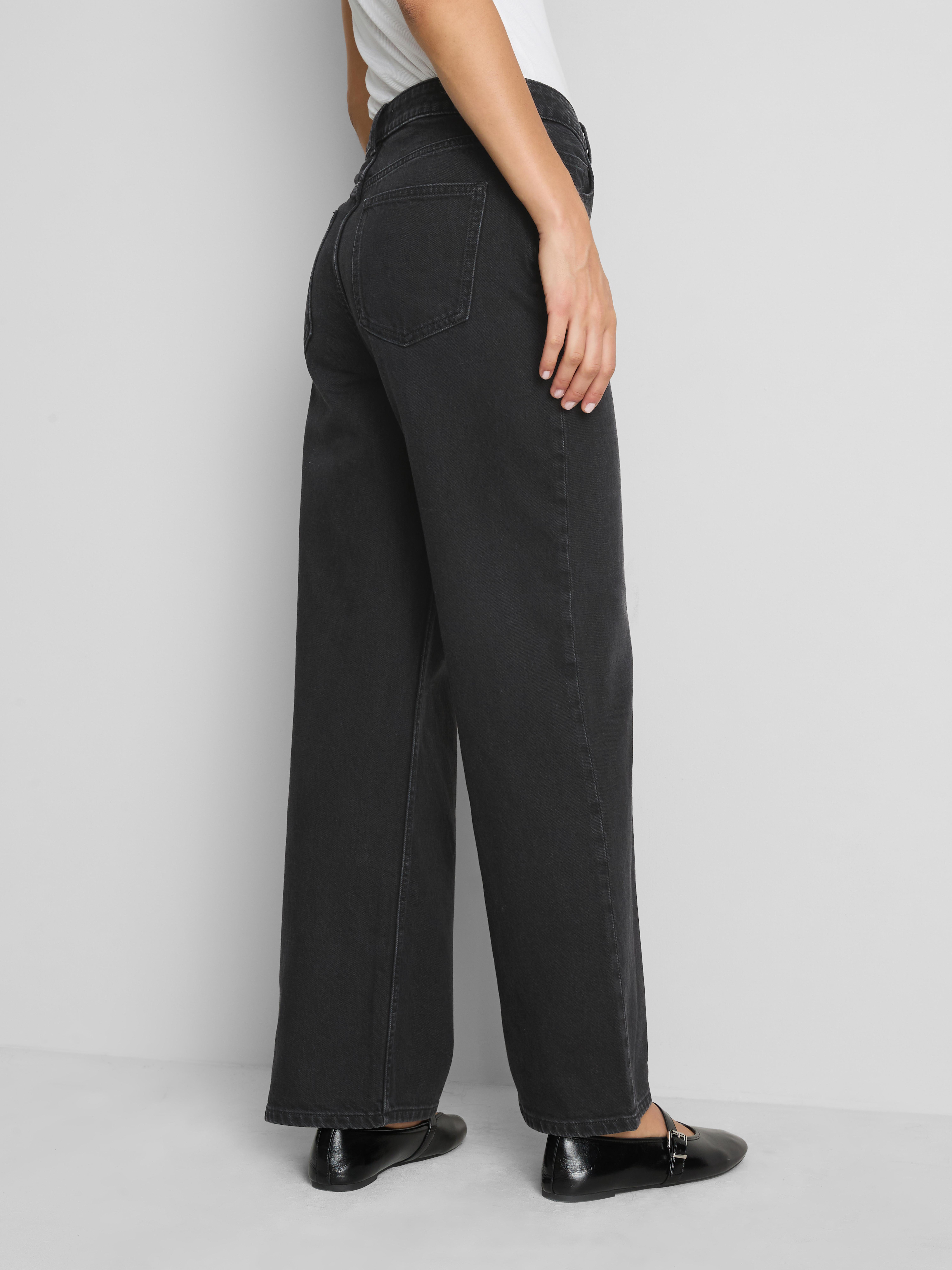 Cotton Rich Denim Mid-Rise Wide Leg Jeans