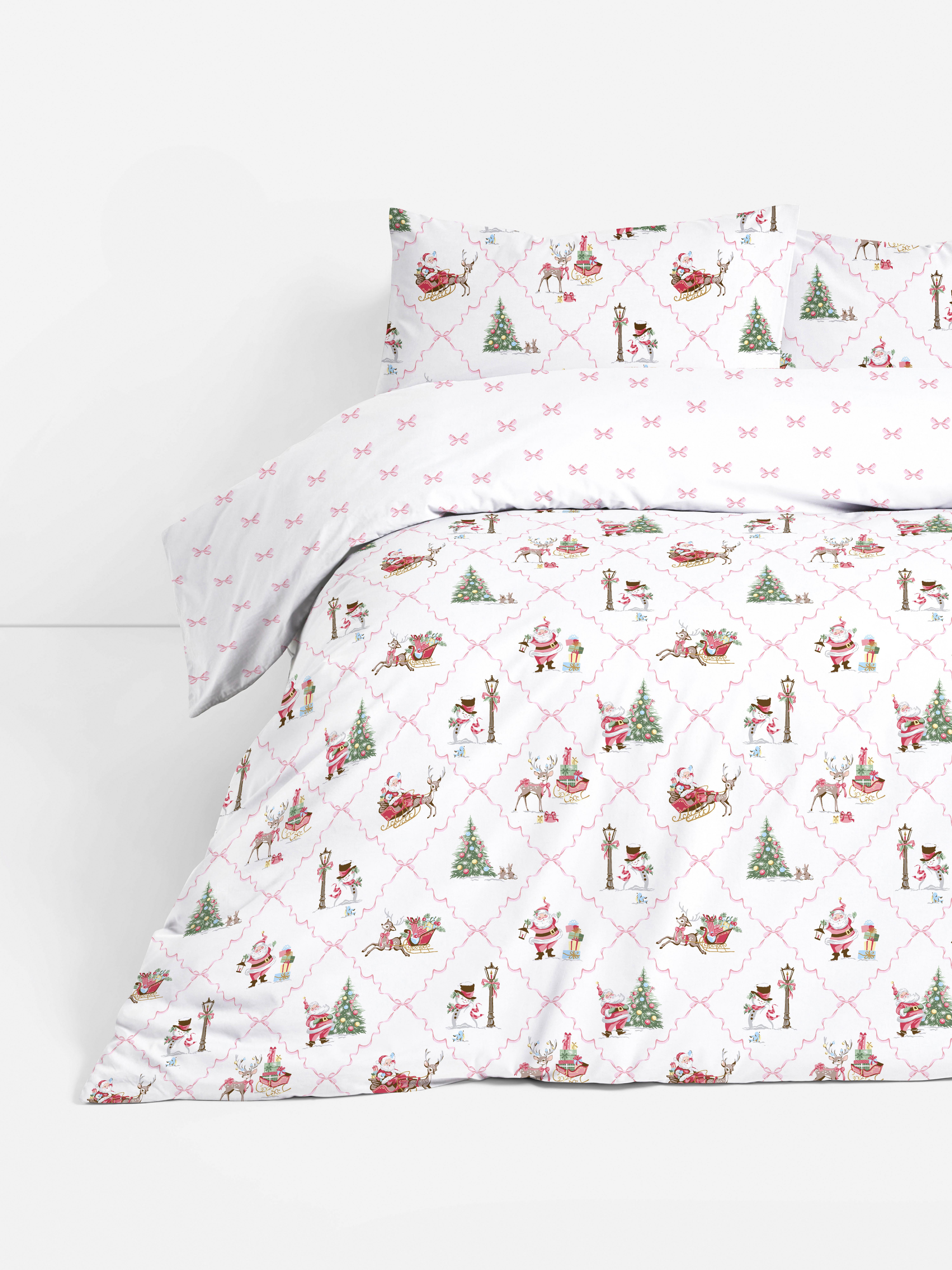 Pink Festive Santa Cotton Rich Duvet Cover Set | Penneys