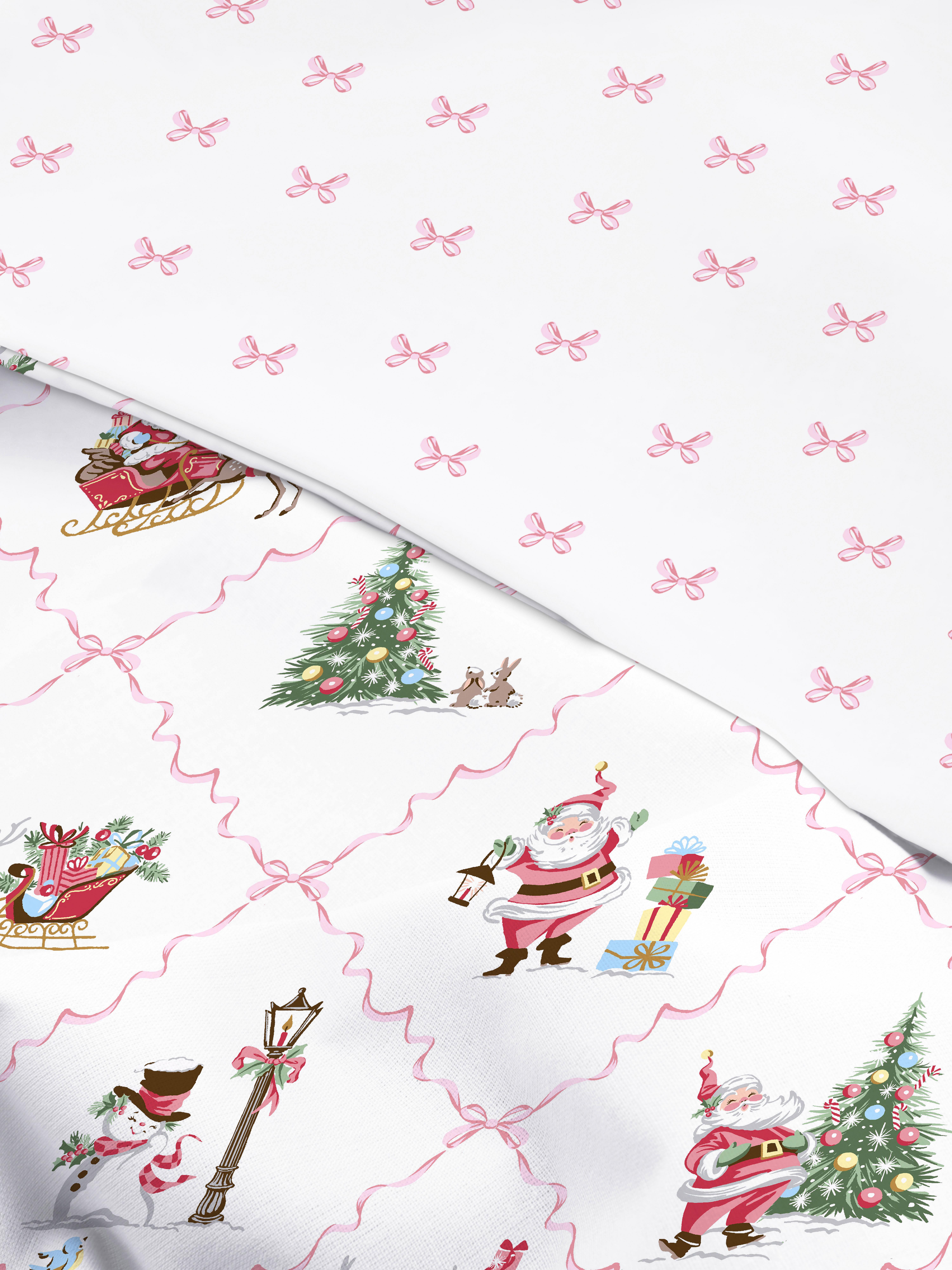 Pink Festive Santa Cotton Rich Duvet Cover Set | Penneys