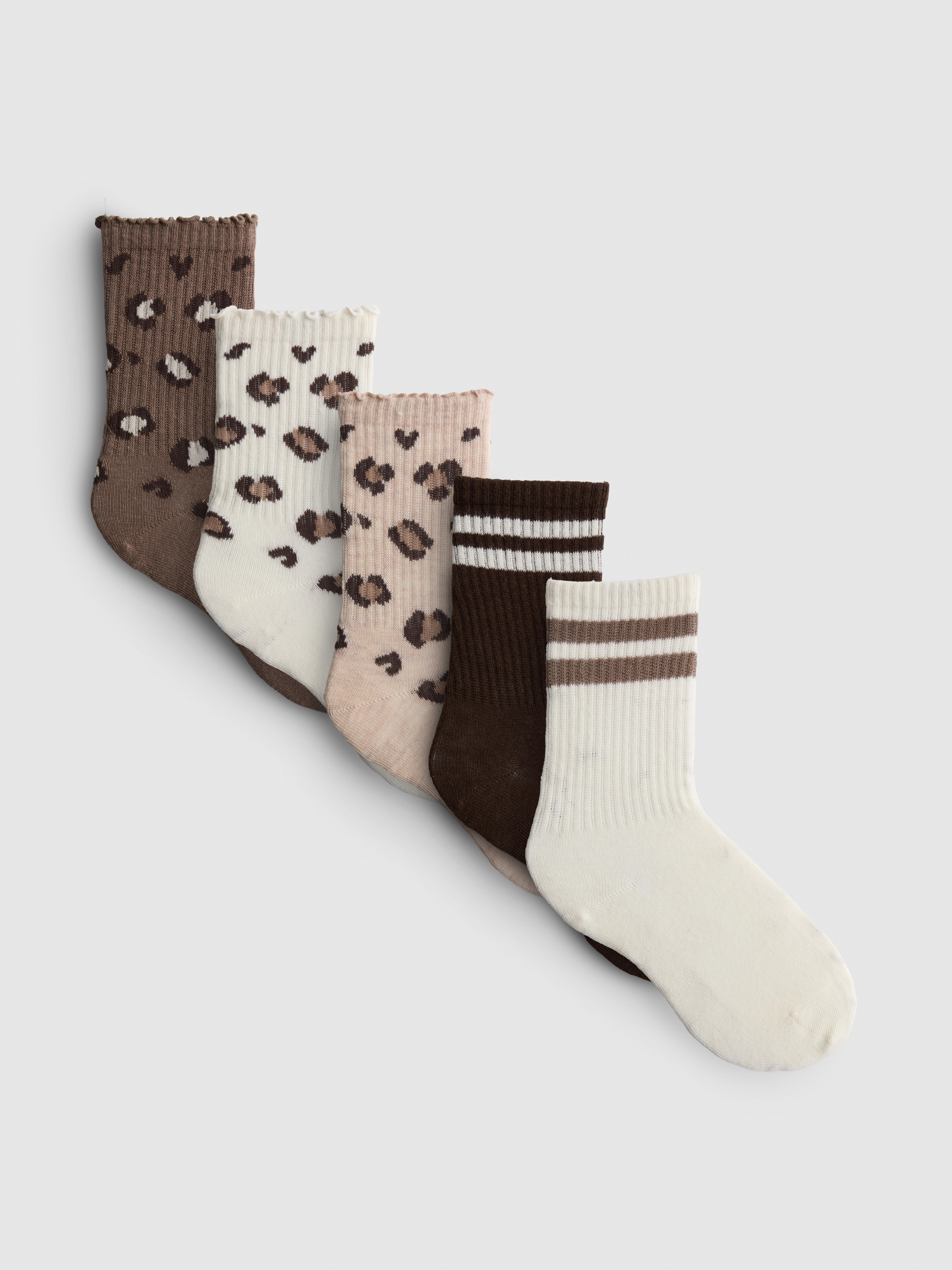 5pk Cotton Rich Leopard Spot Ankle Socks