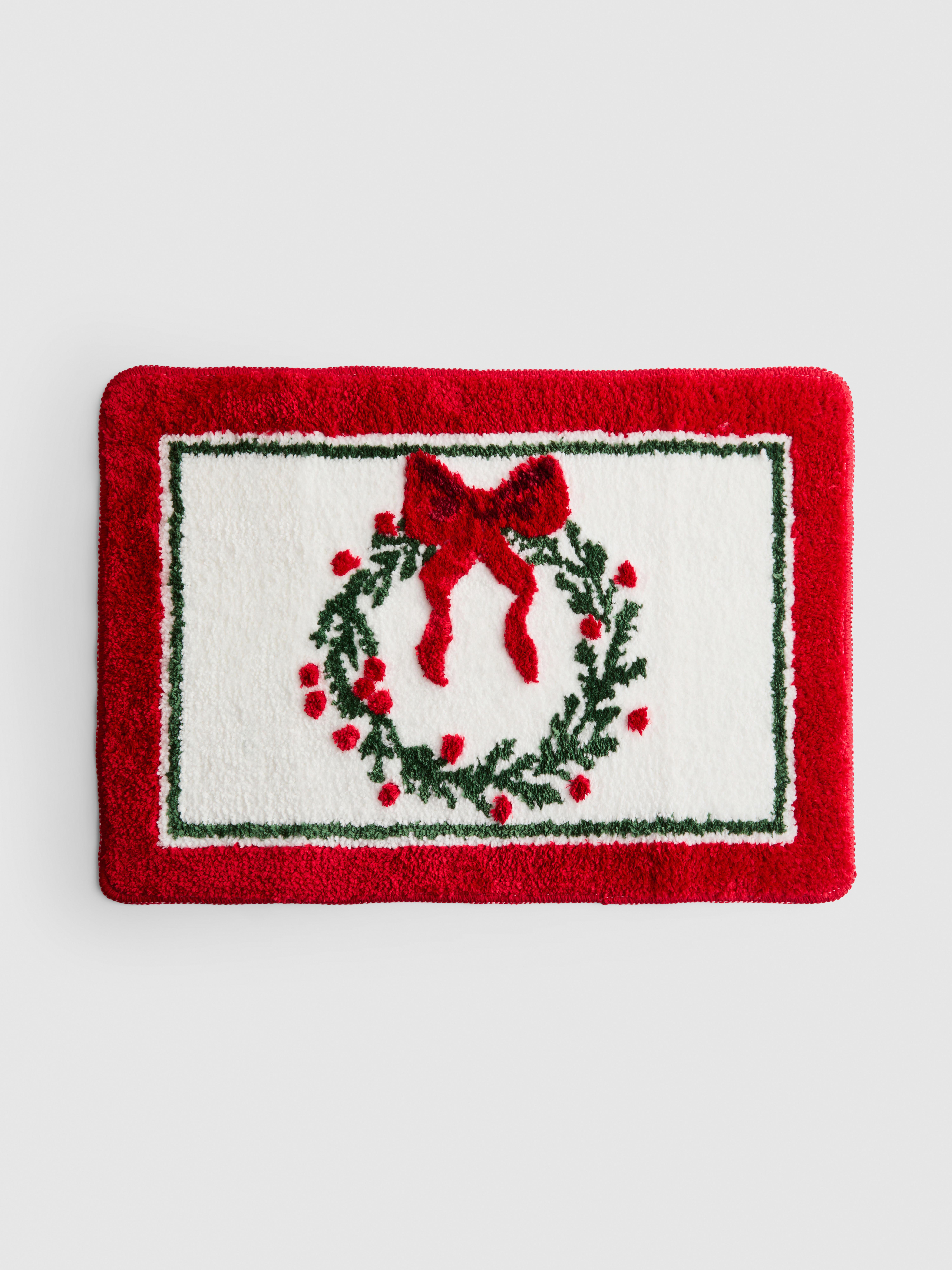 Getufte badmat met kerstkrans