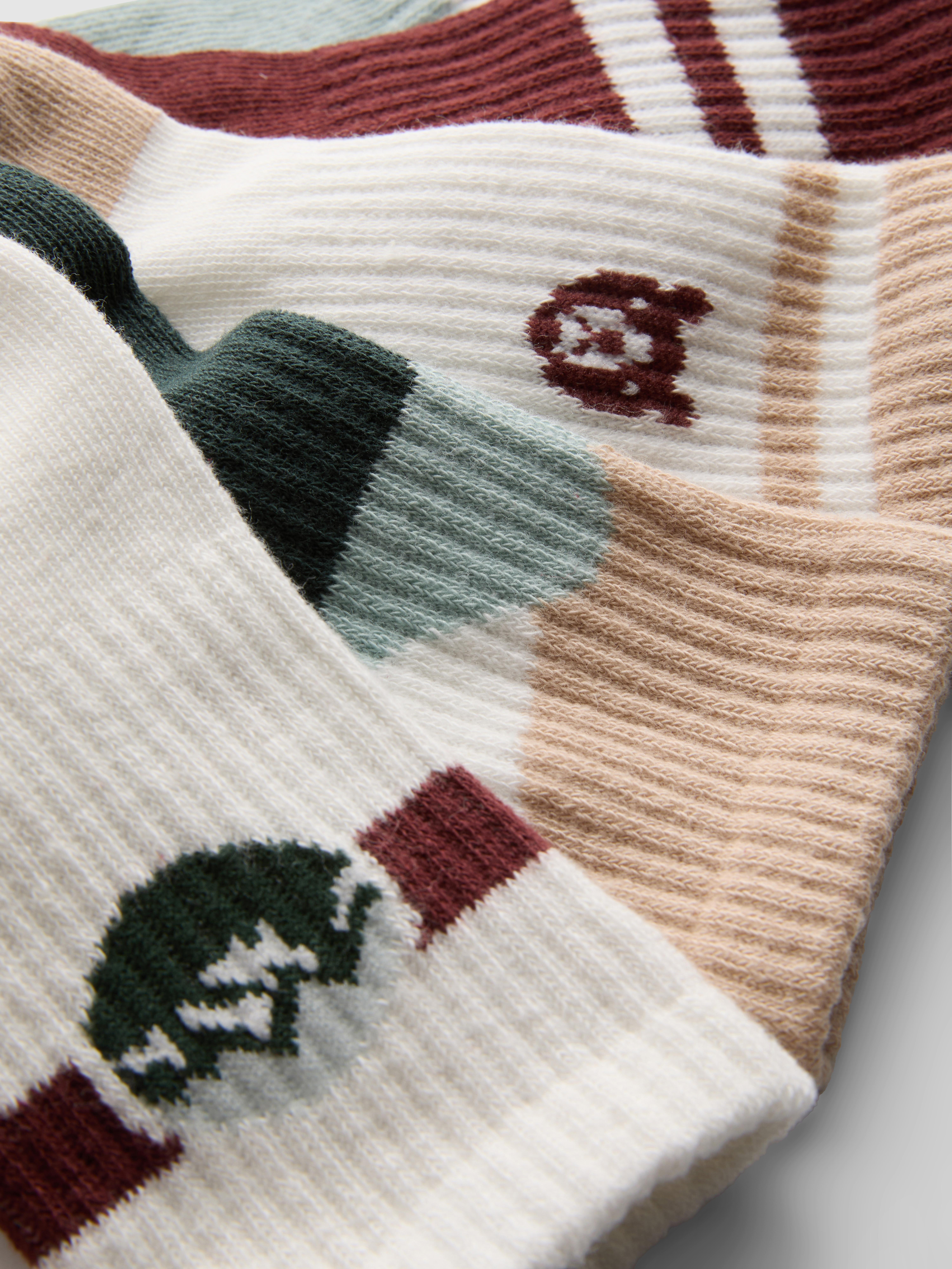5pk Cotton Rich Mountain Graphic Ankle Socks