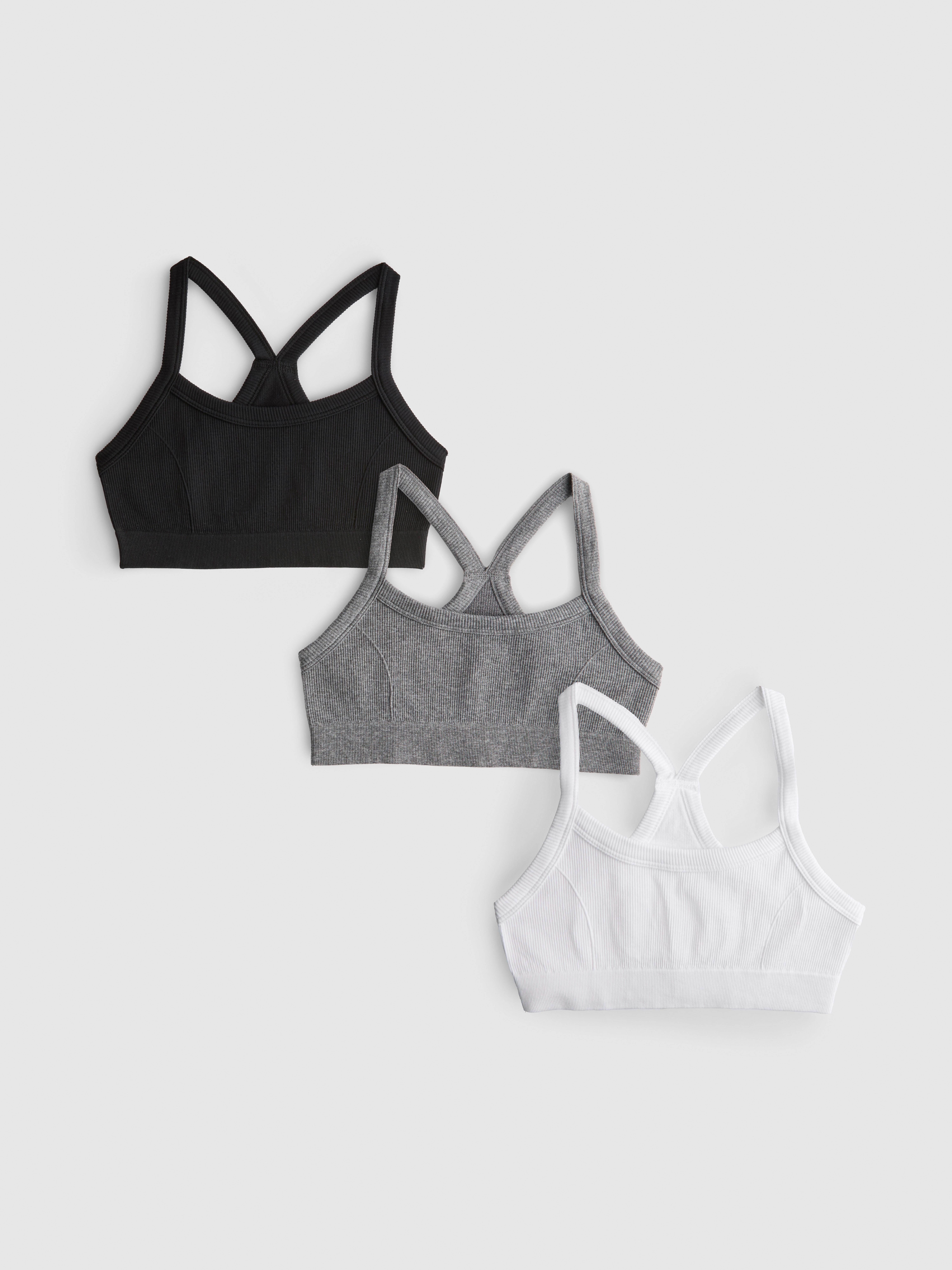 7-15yrs | 3pk Ribbed Racerback Crop Tops
