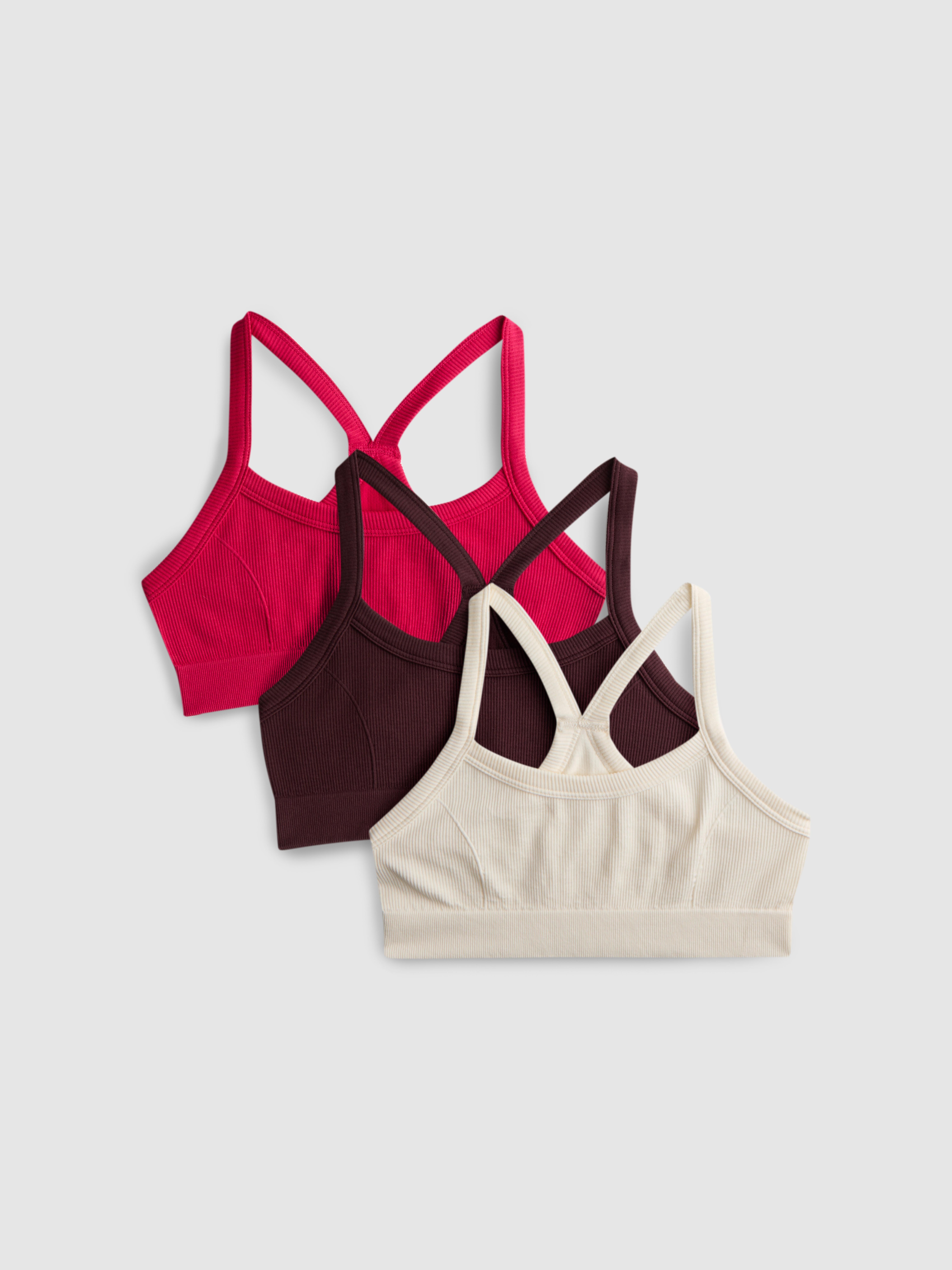 7-15yrs | 3pk Ribbed Racerback Crop Tops