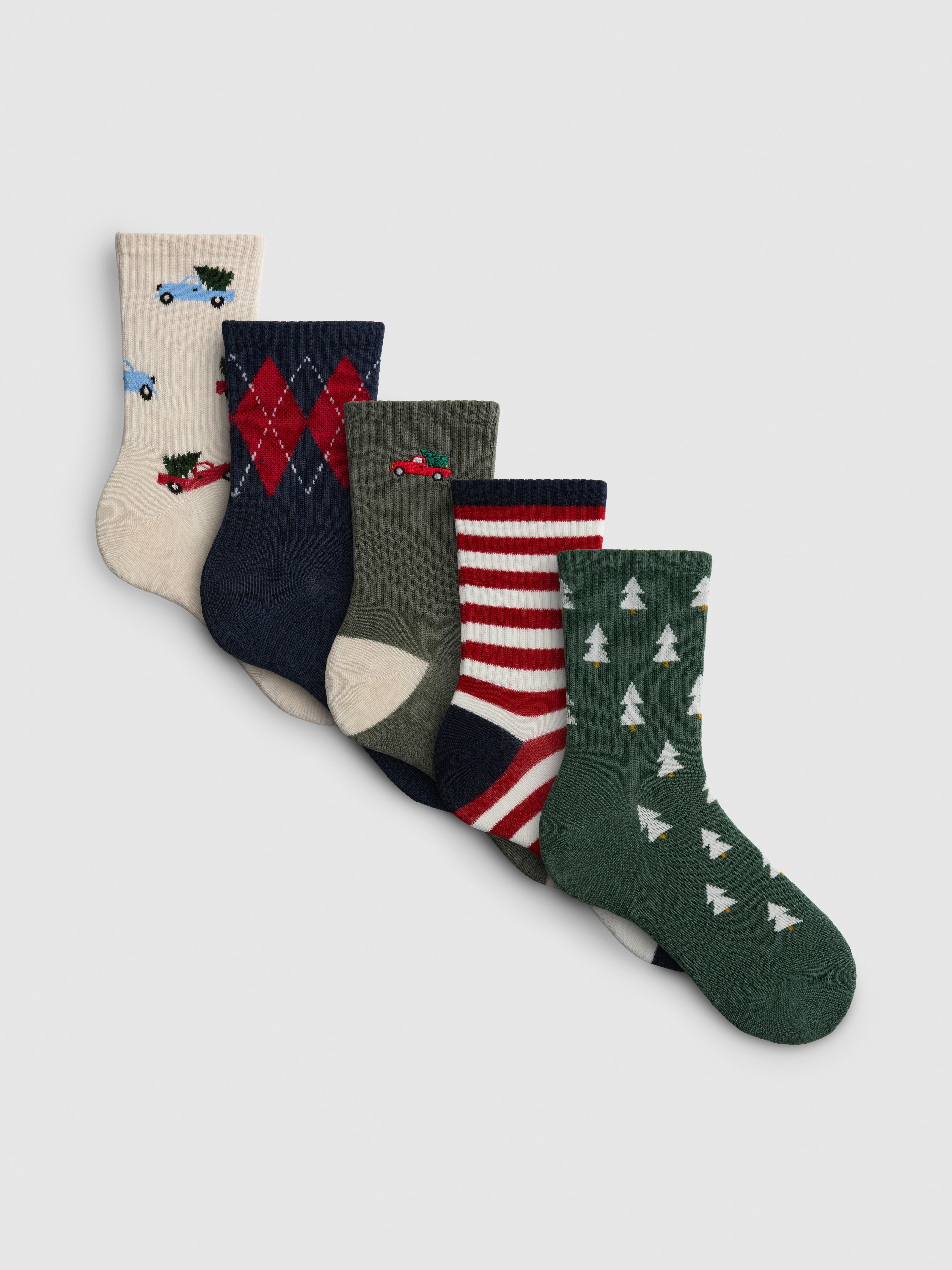 5pk Cotton Rich Christmas Ankle Socks