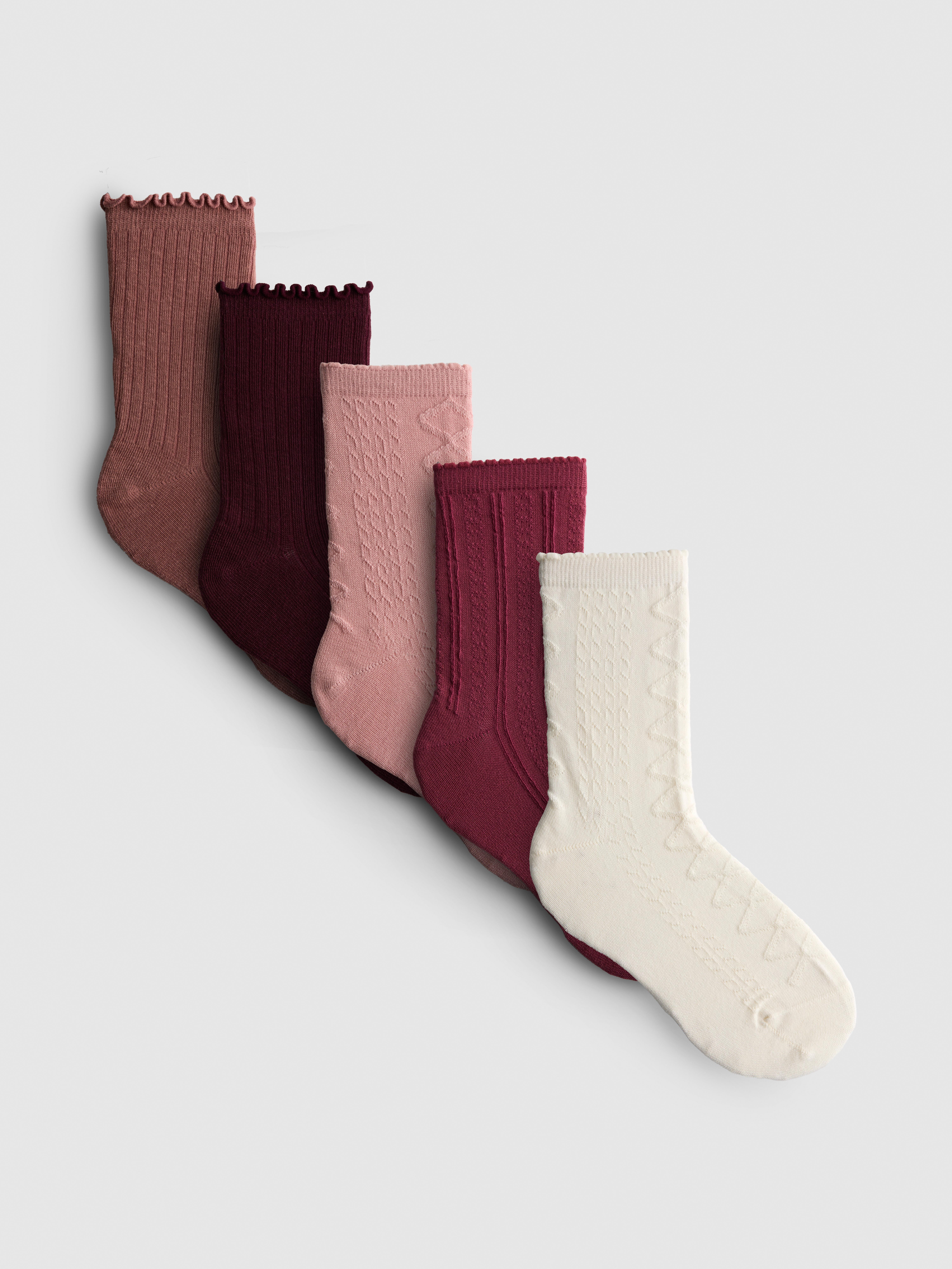 5pk Cotton-Rich Textured Ankle Socks