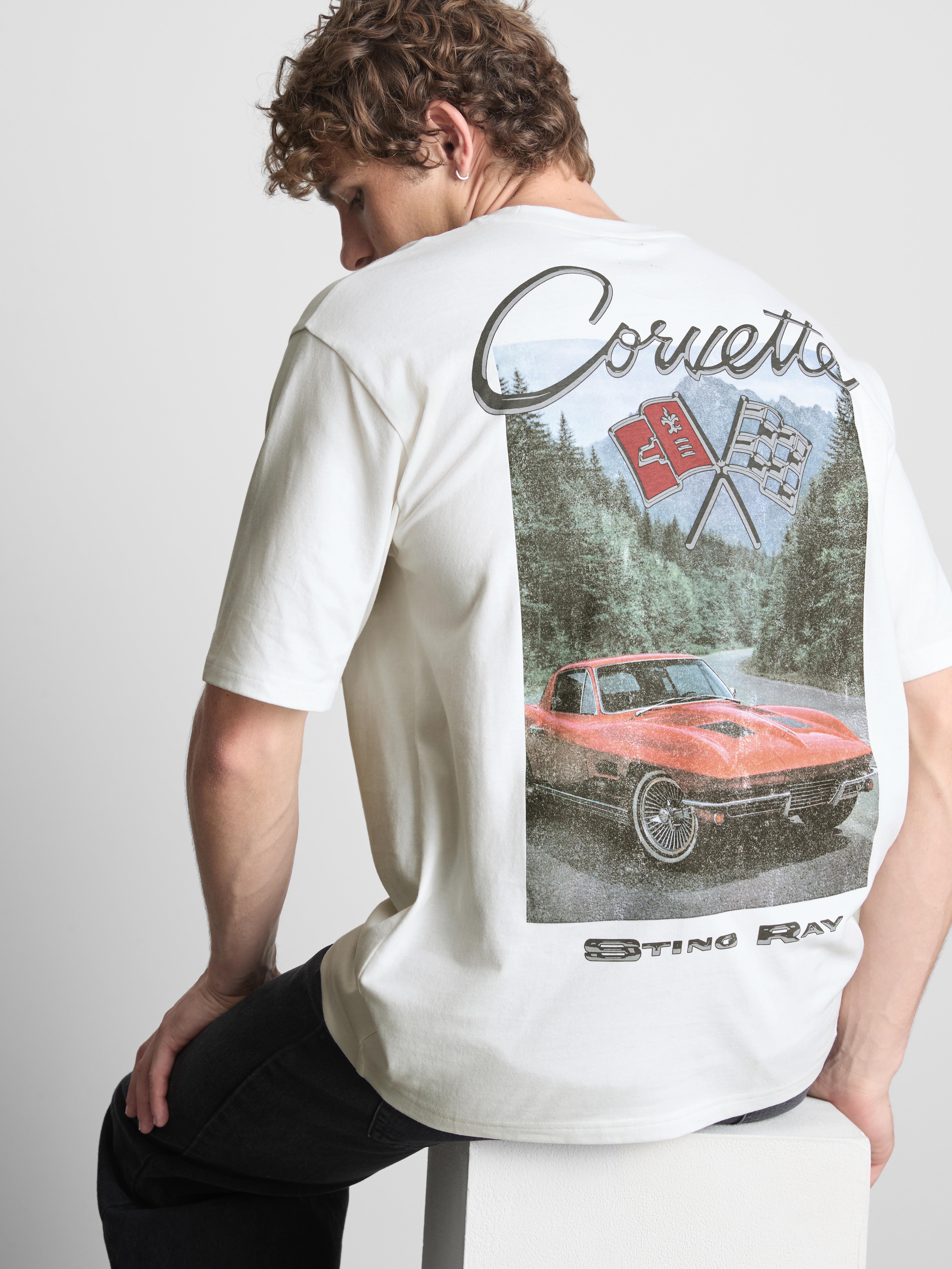 Pure Cotton Chevrolet Corvette Sting Ray Graphic T-Shirt