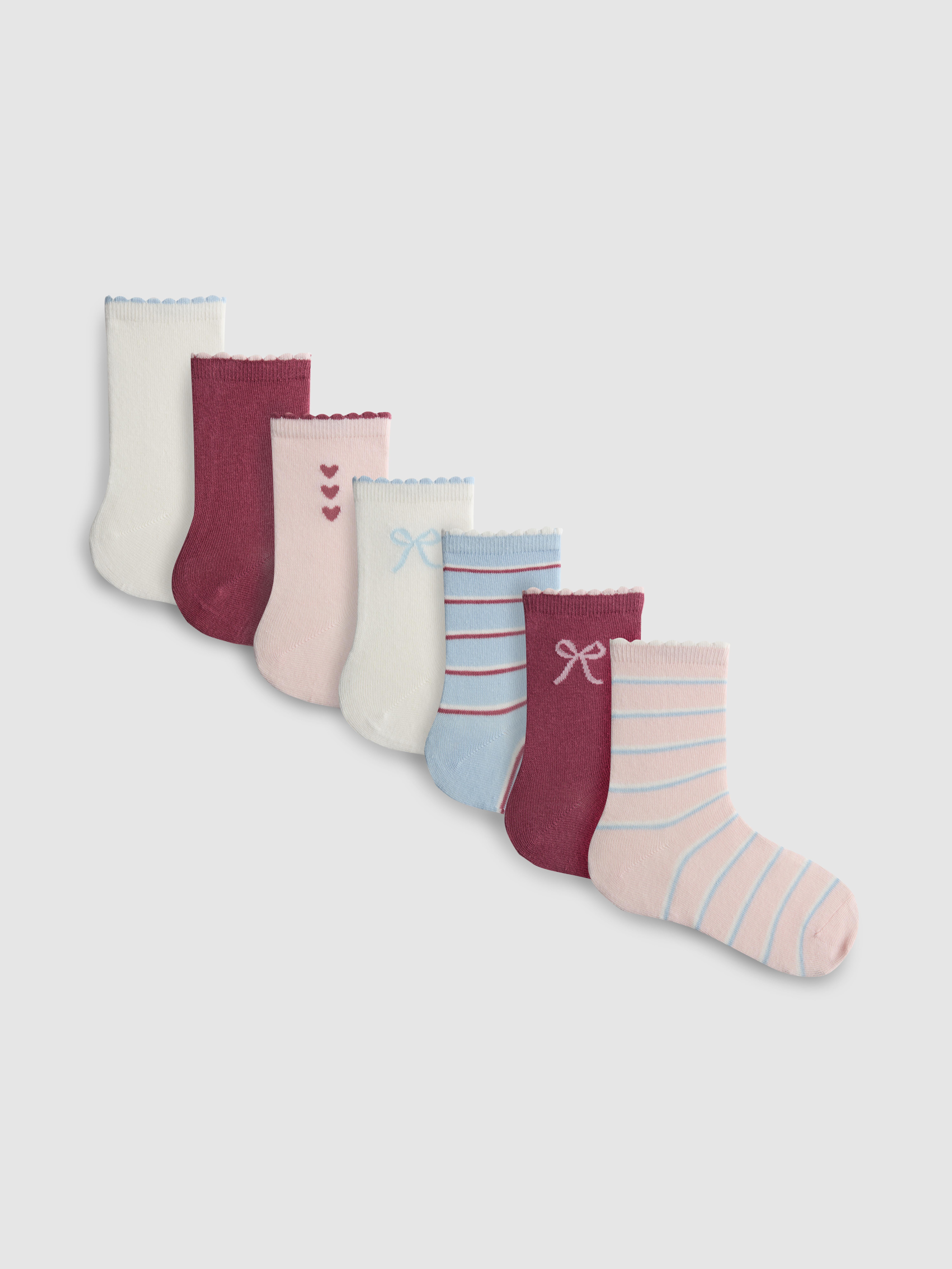 7pk Cotton Rich Bow Ankle Socks