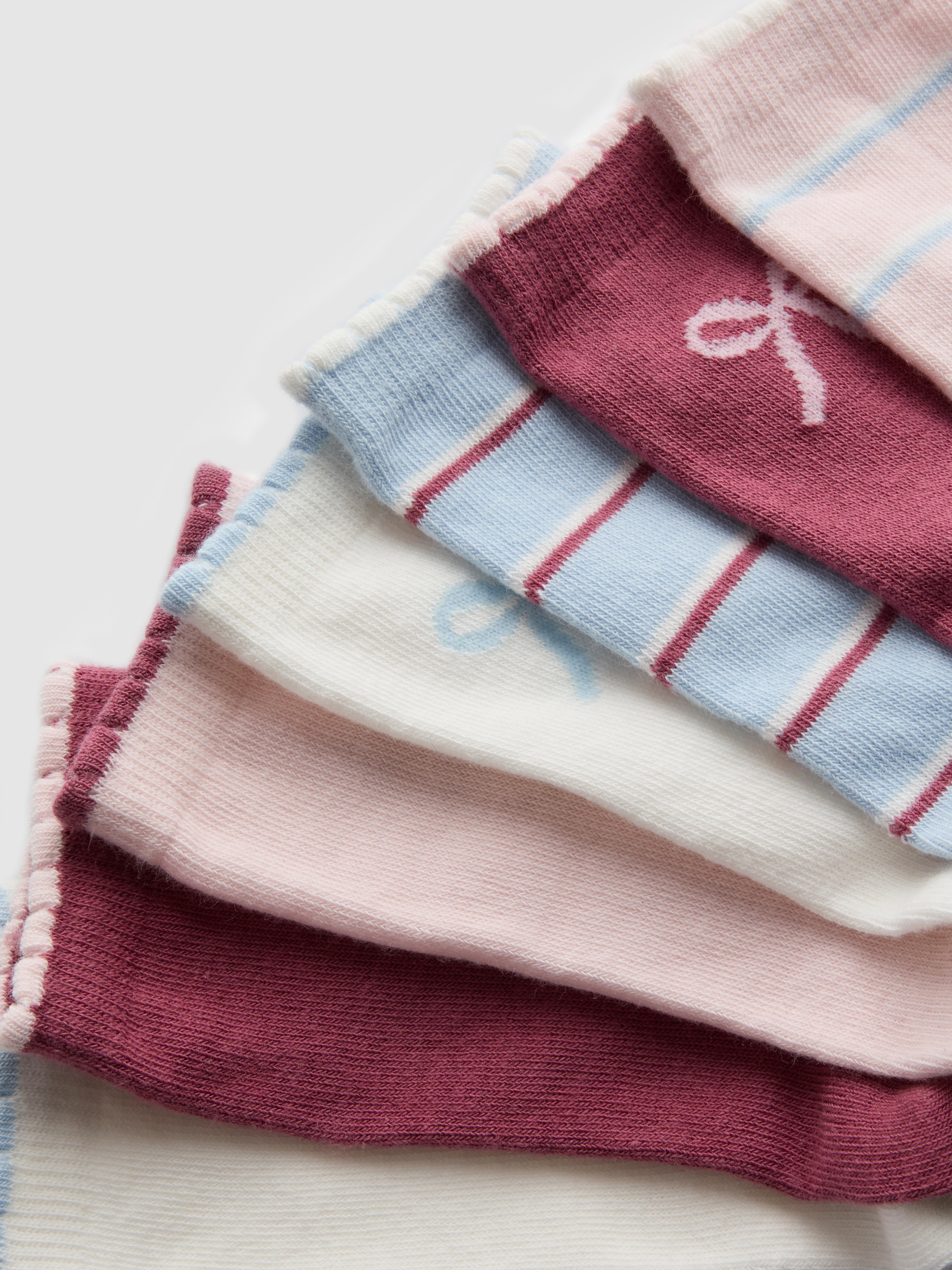 7pk Cotton Rich Bow Ankle Socks