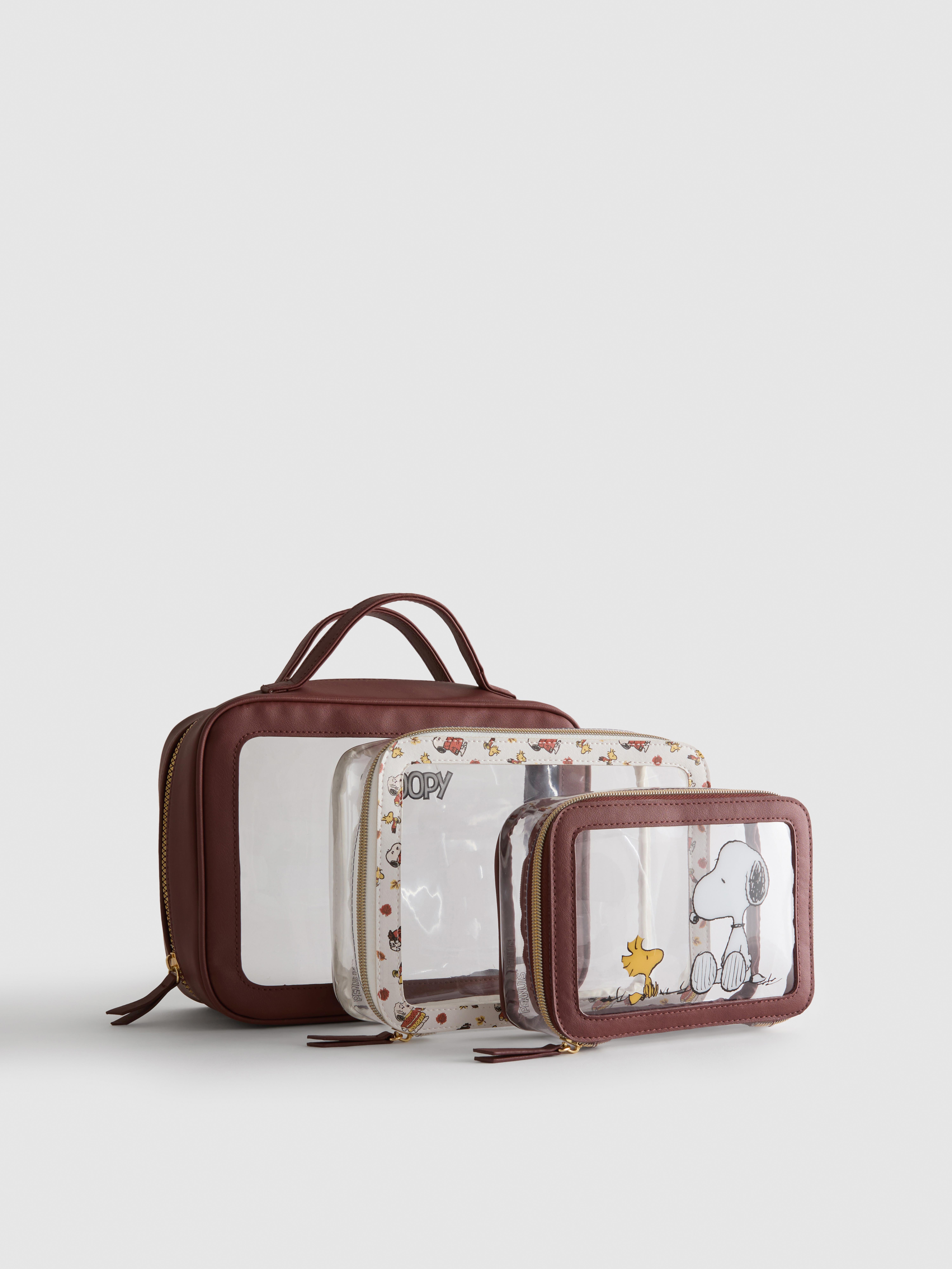3-Piece Peanuts Snoopy Makeup Bag Set