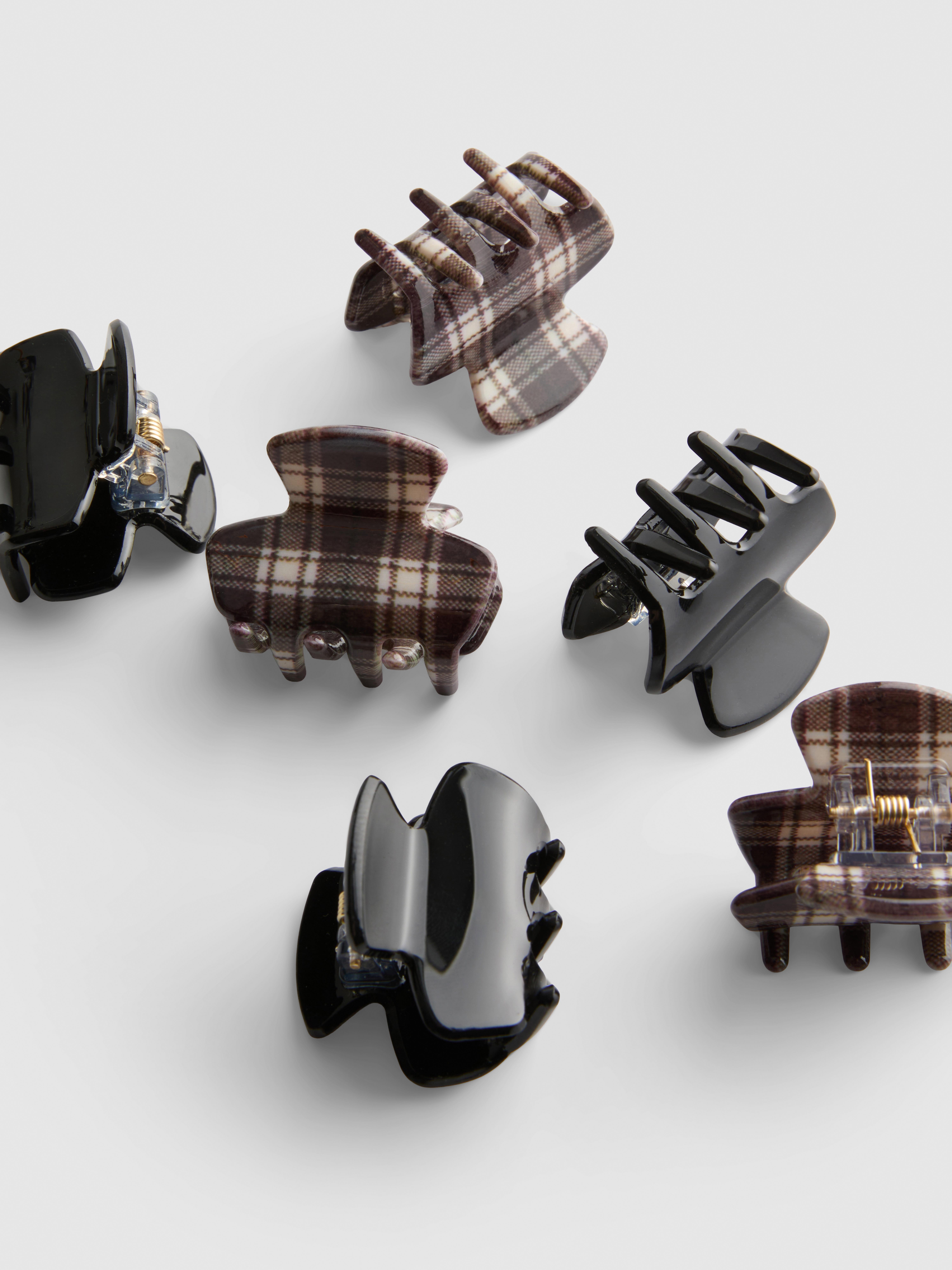 6pk Check Hair Claw Clips