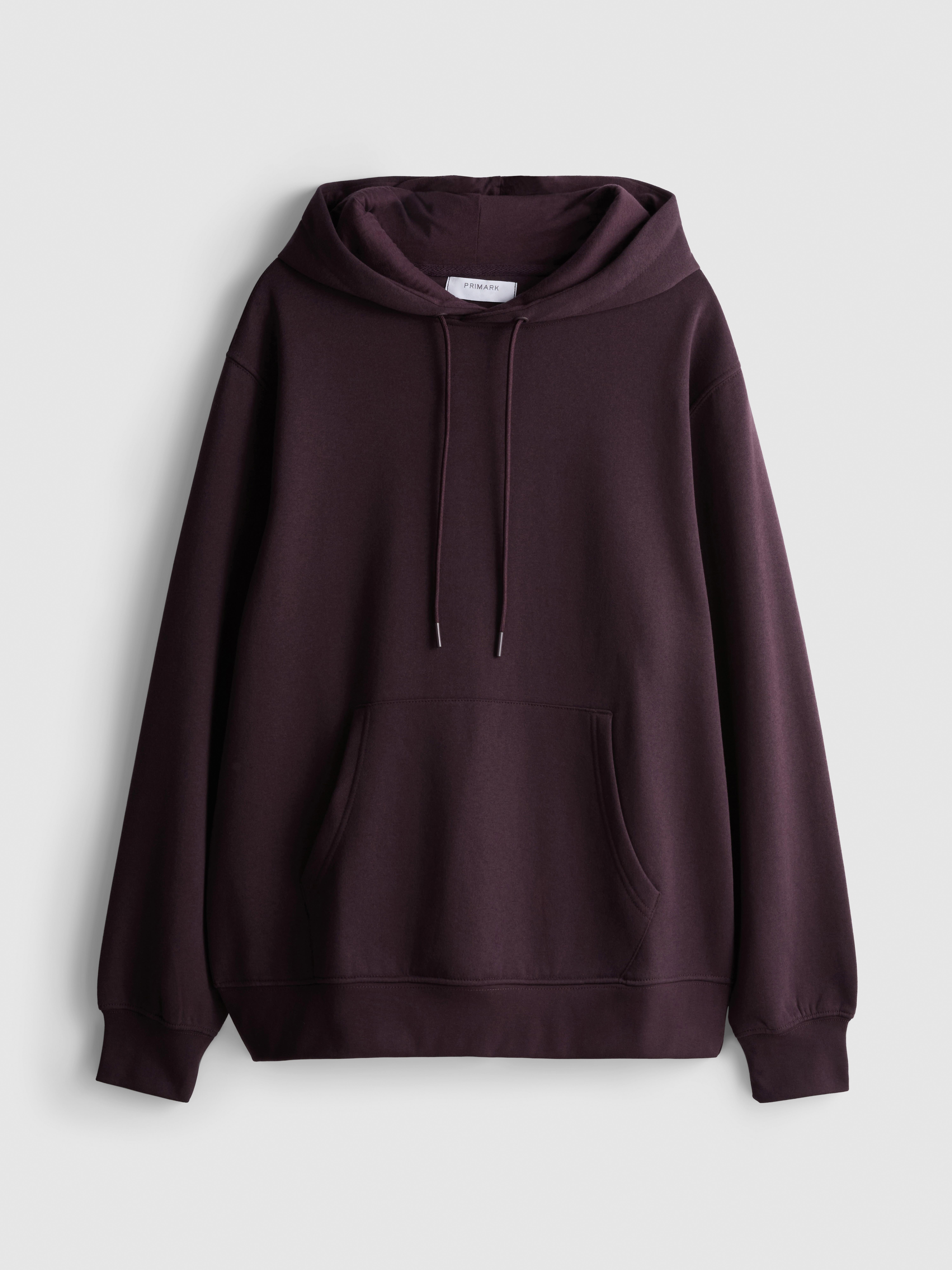 Mens Burgundy Cotton Blend Pullover Hoodie | Primark