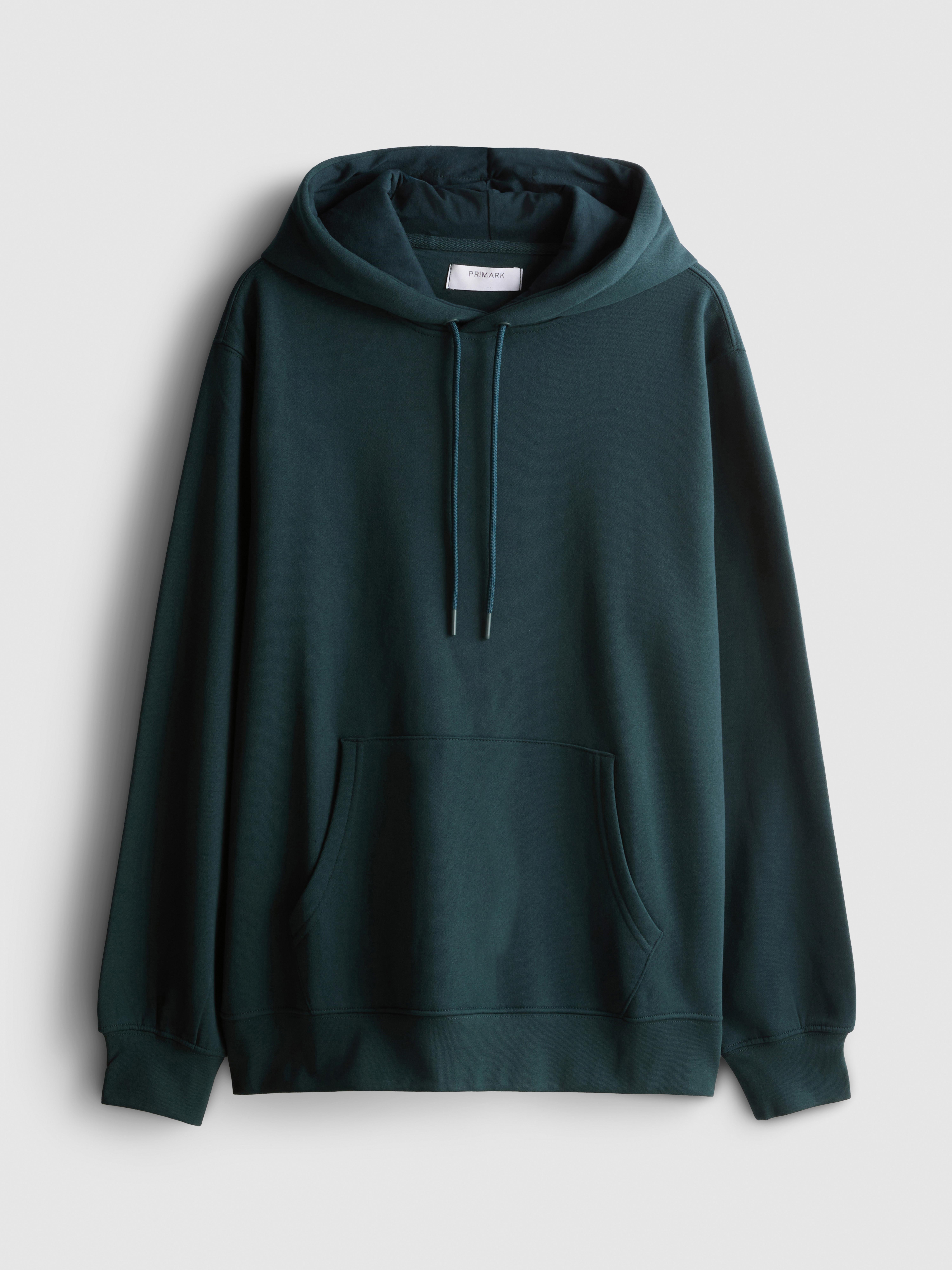 Mens Teal Cotton Blend Pullover Hoodie | Primark