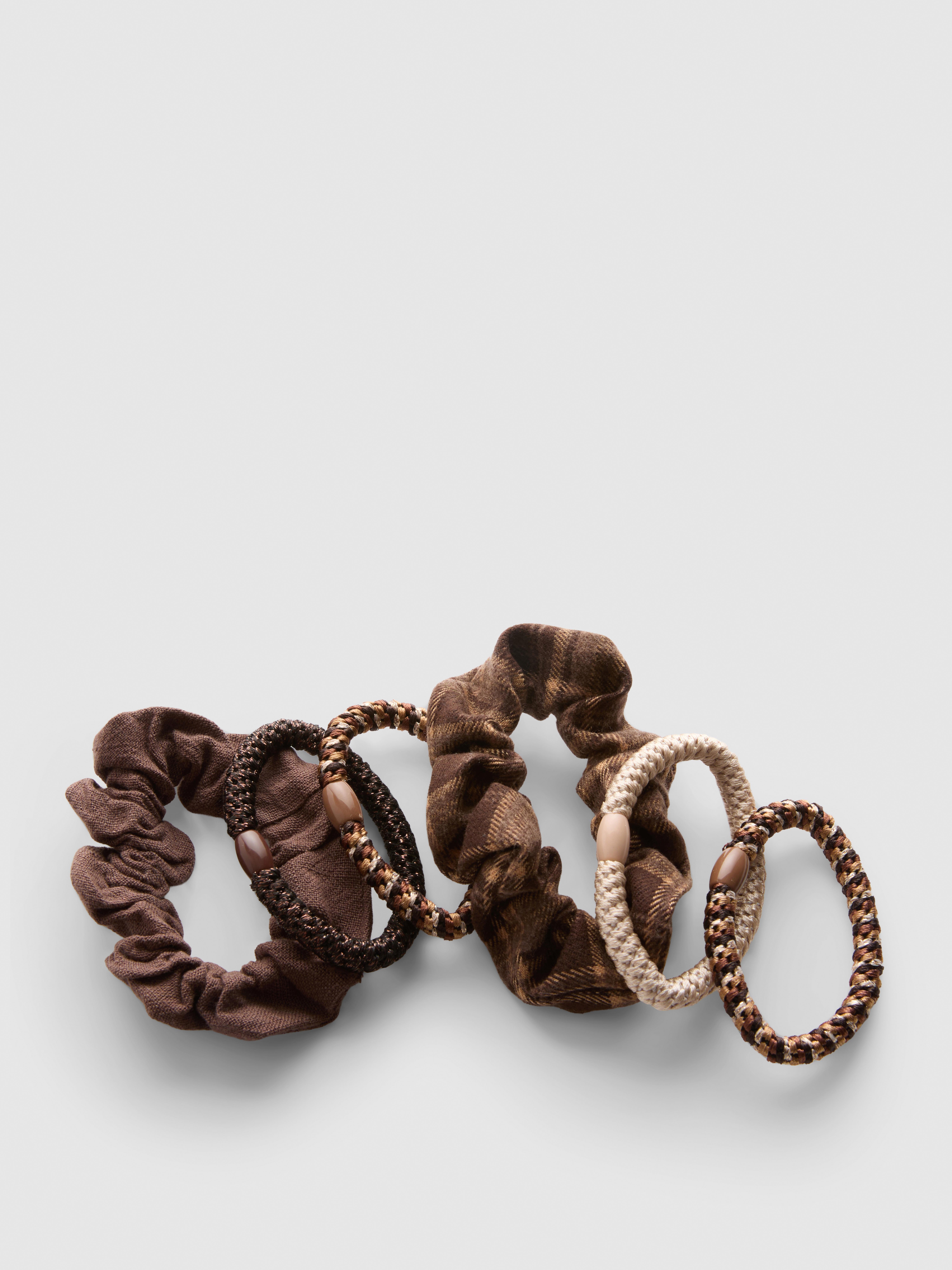 Haarscrunchies en -elastiekjes, set van 6