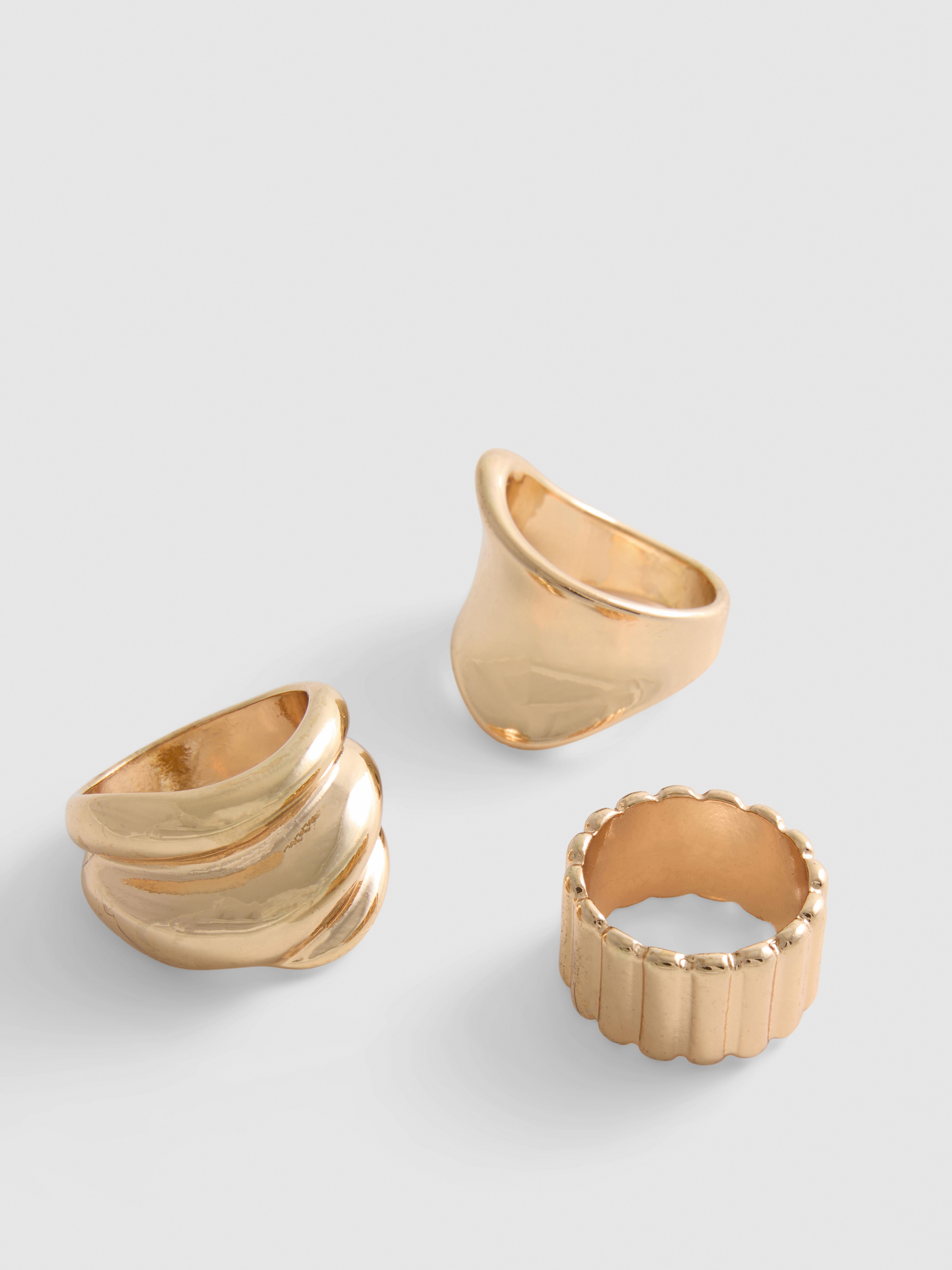 3pk Chunky Statement Rings