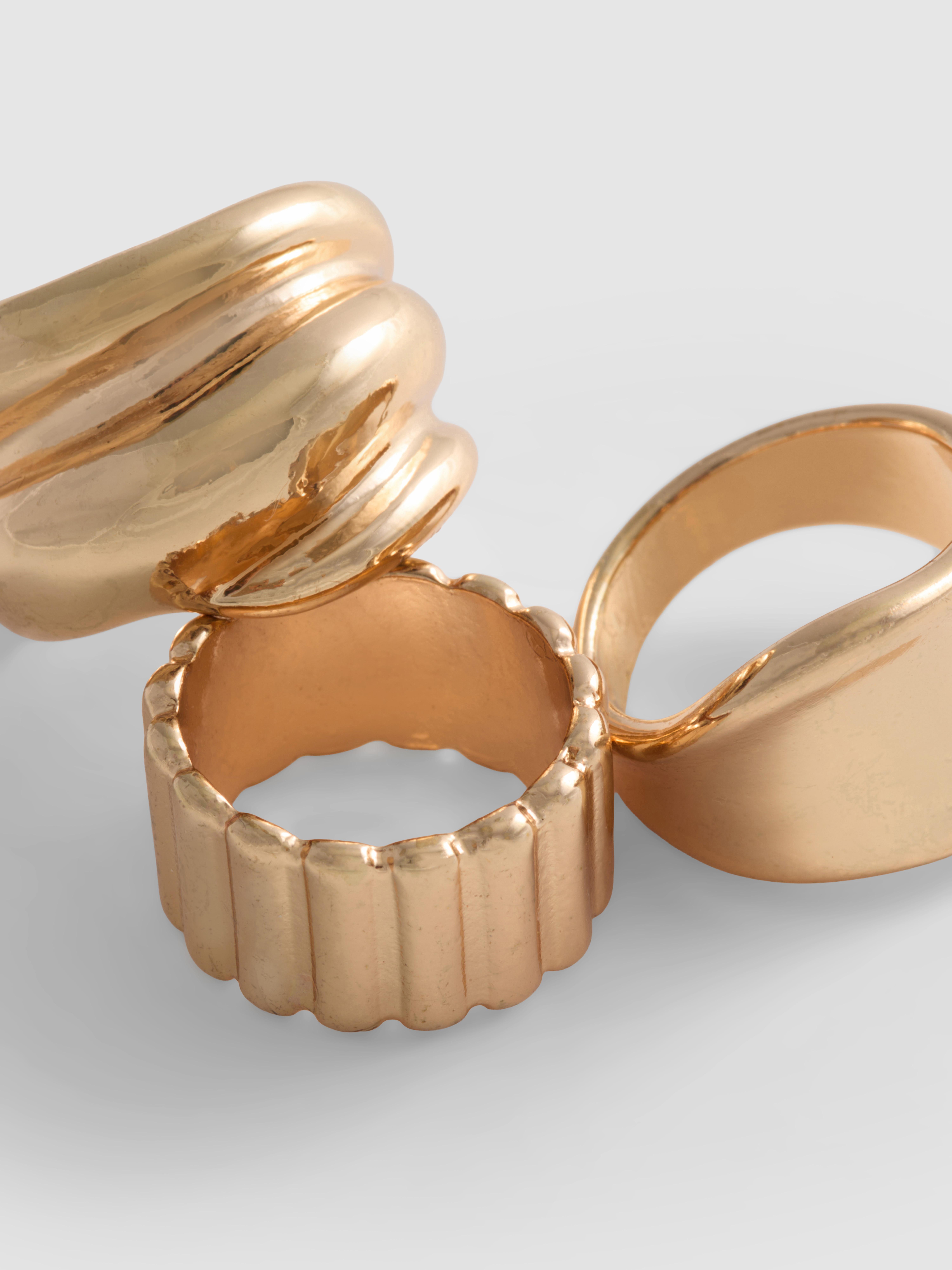 3pk Chunky Statement Rings