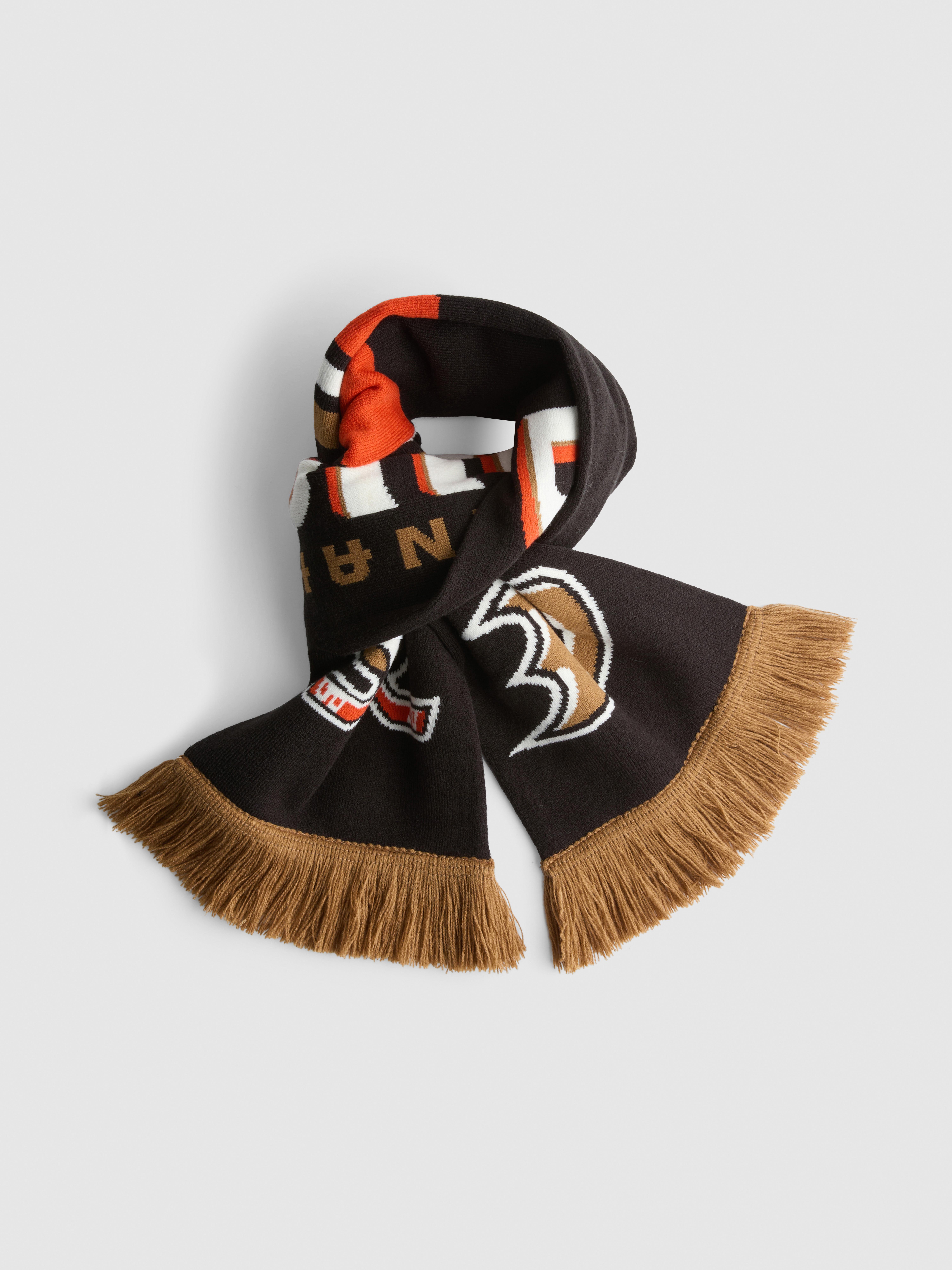Mens Black NHL Anaheim Ducks Knitted Scarf | Primark