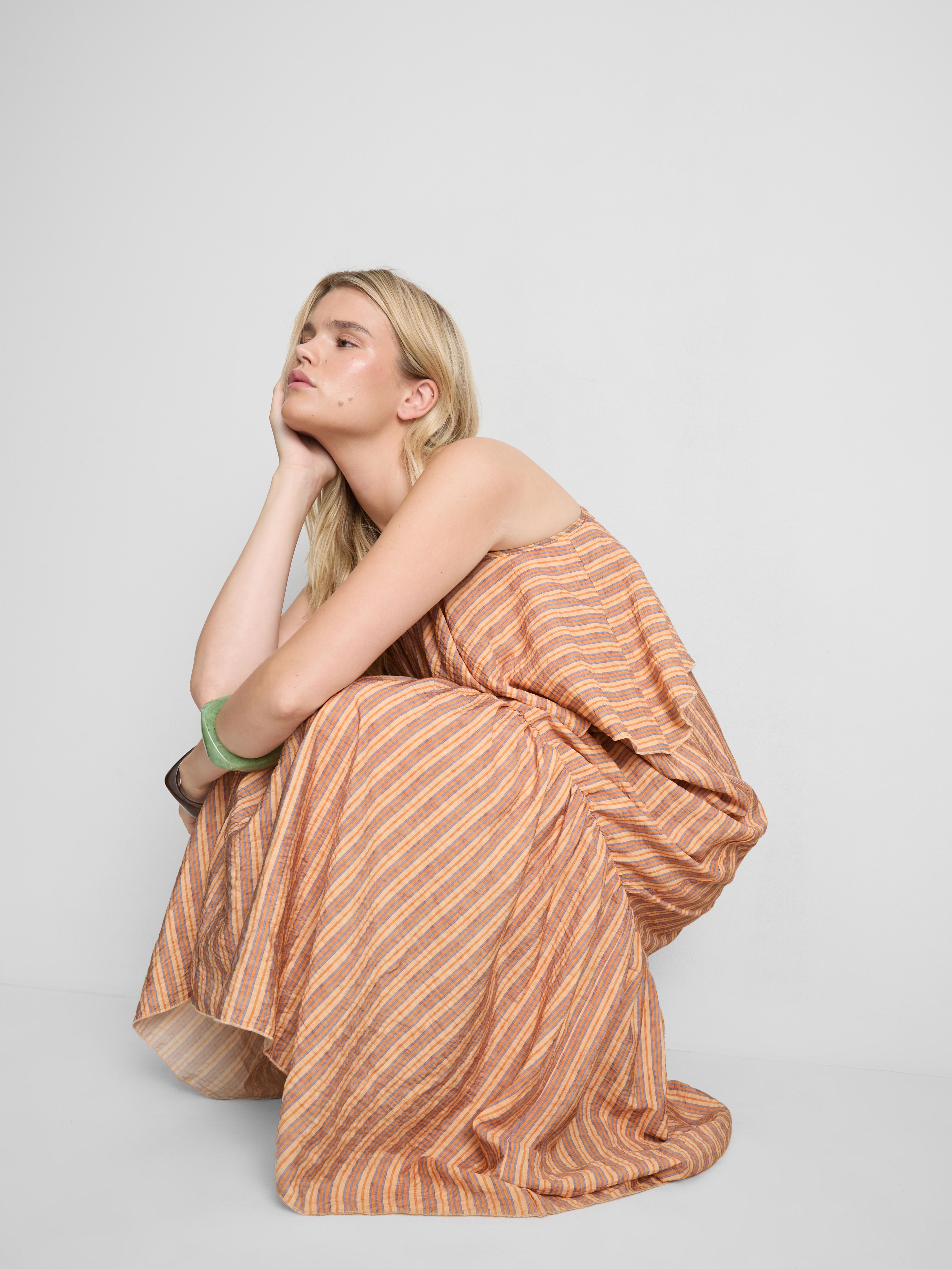 Striped Frill Cami Maxi Dress
