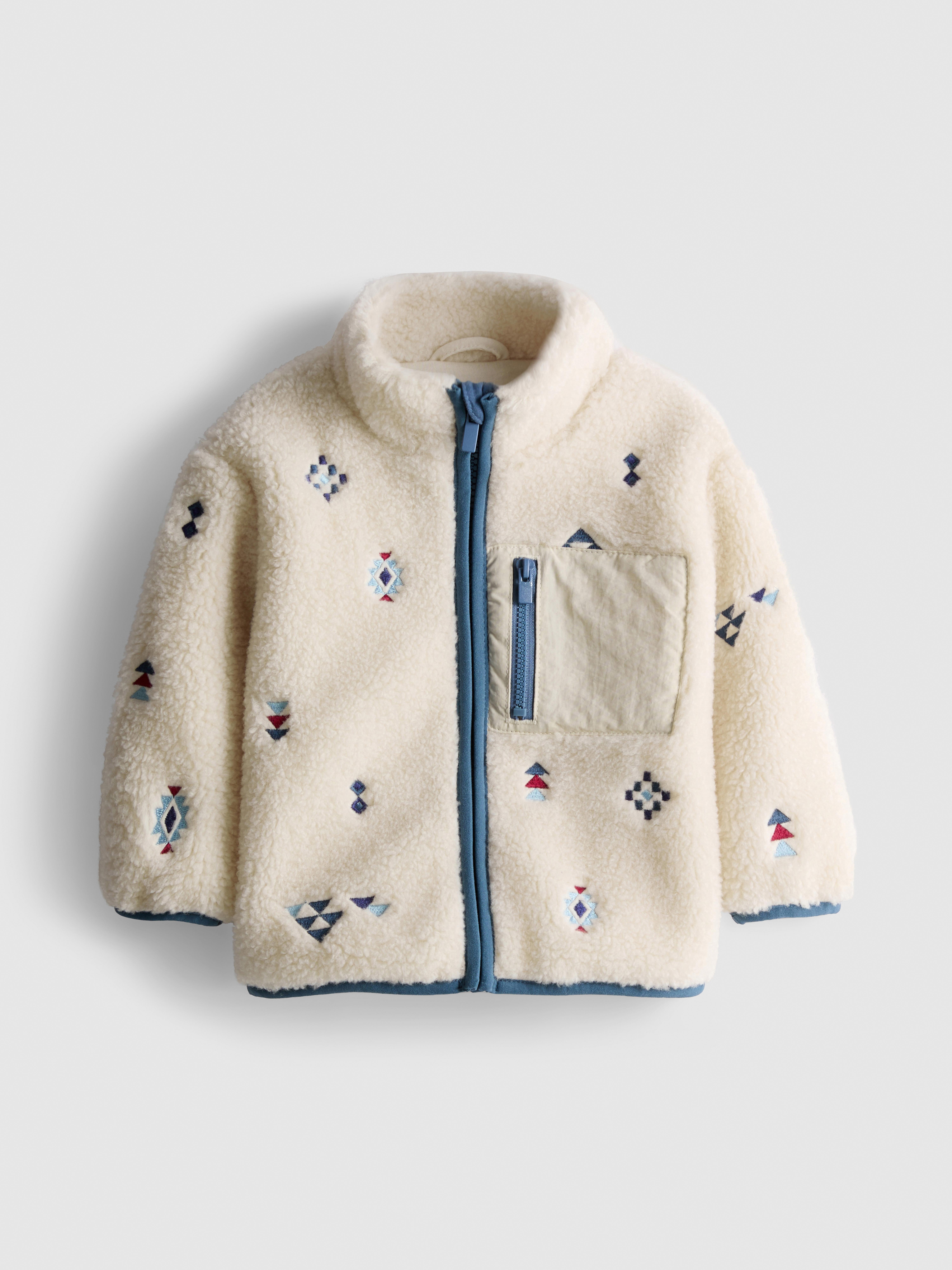 0-18mths | Embroidered Zip-Up Fleece