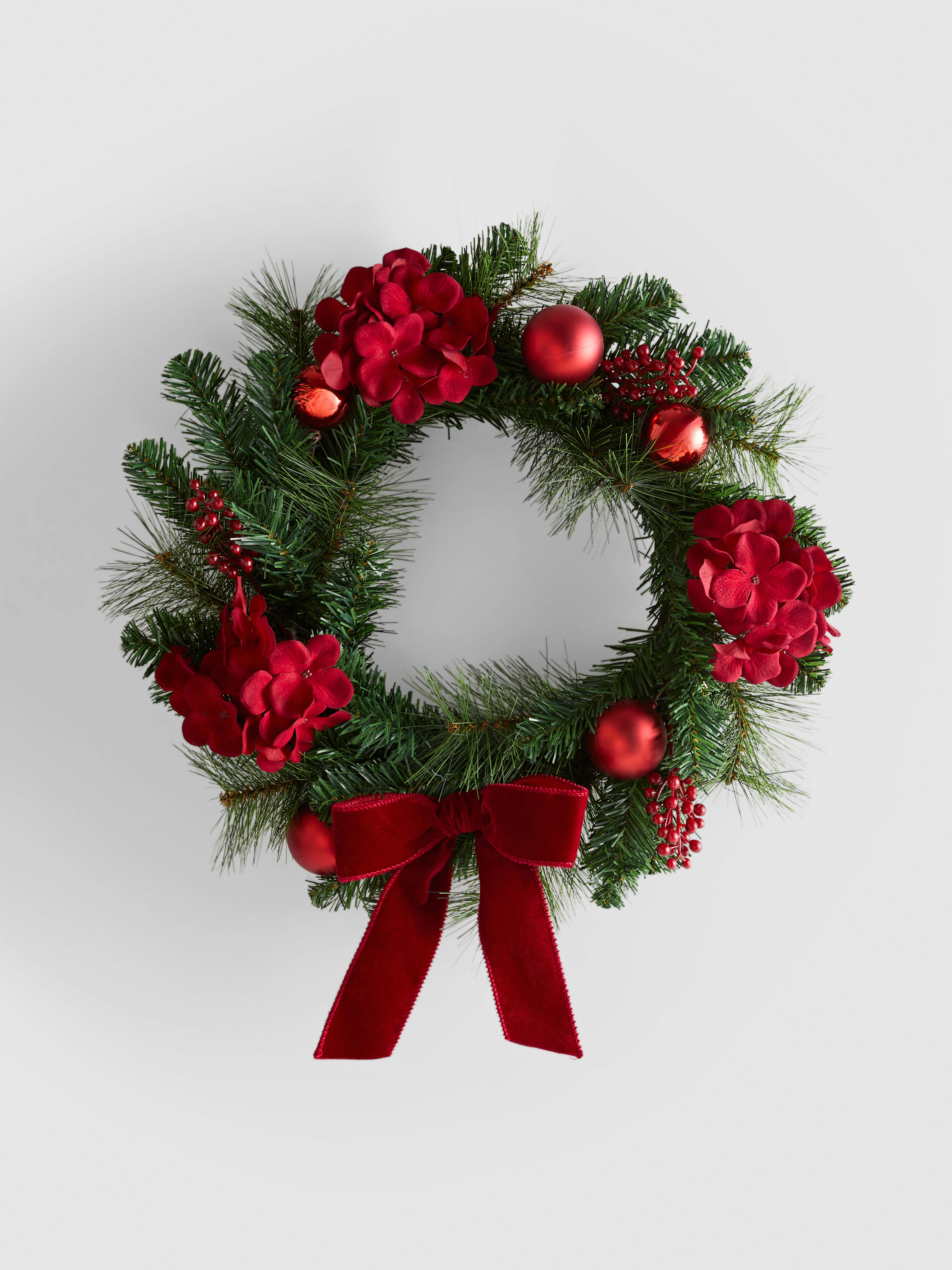 Weihnachtskranz mit Kunstlaub - Rot