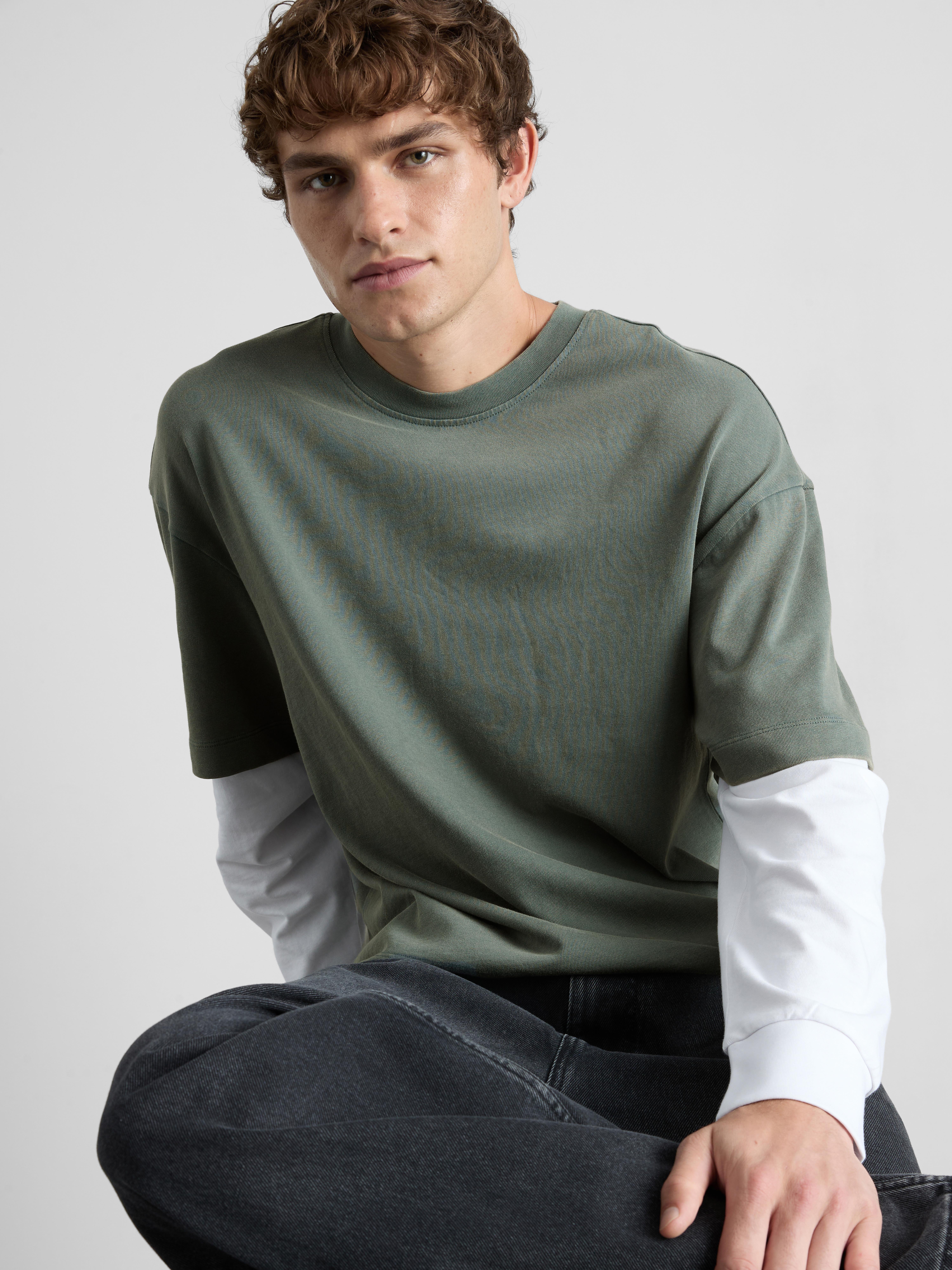 Pure Cotton Layered Long Sleeve T-Shirt