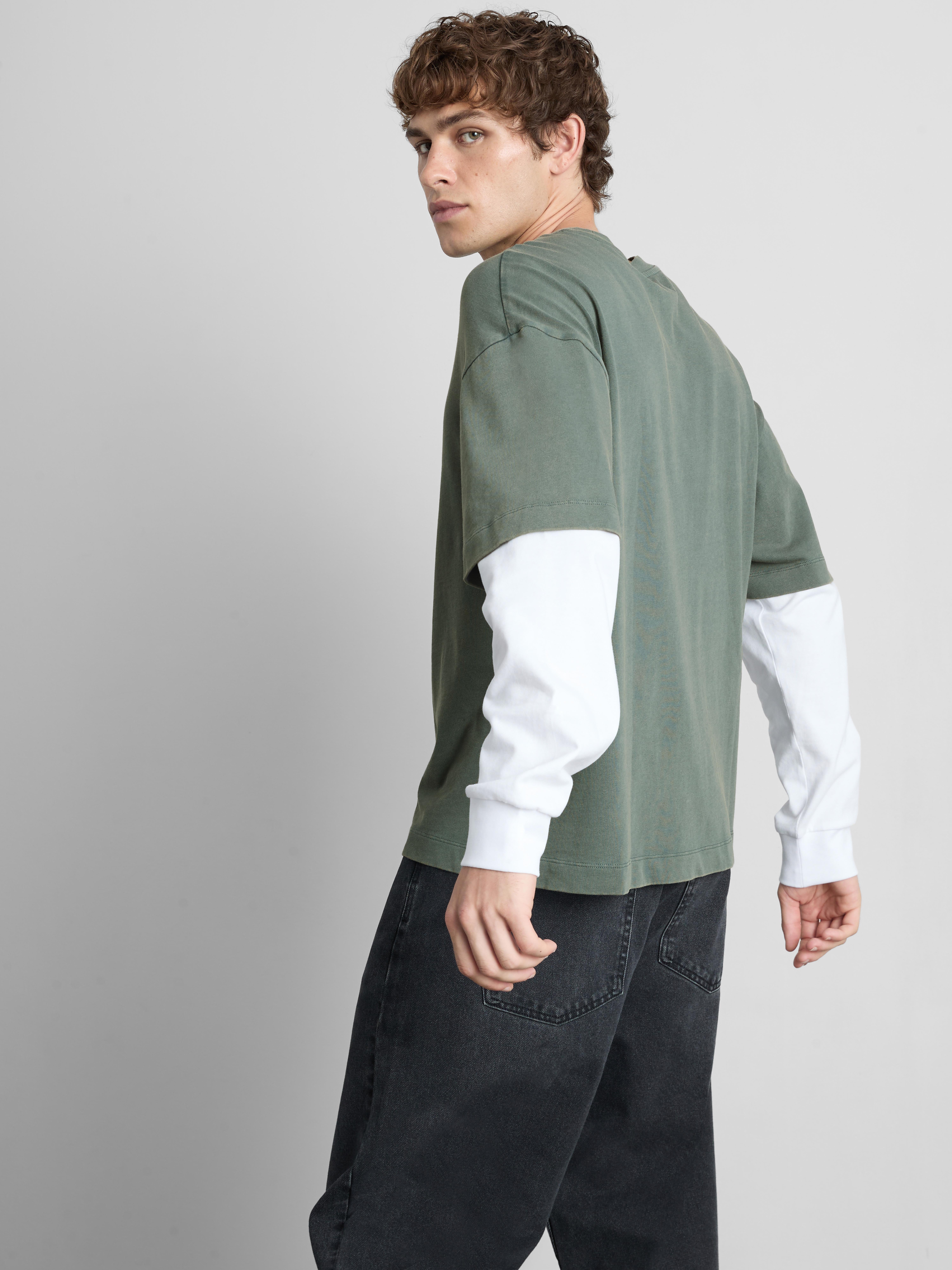Pure Cotton Layered Long Sleeve T-Shirt