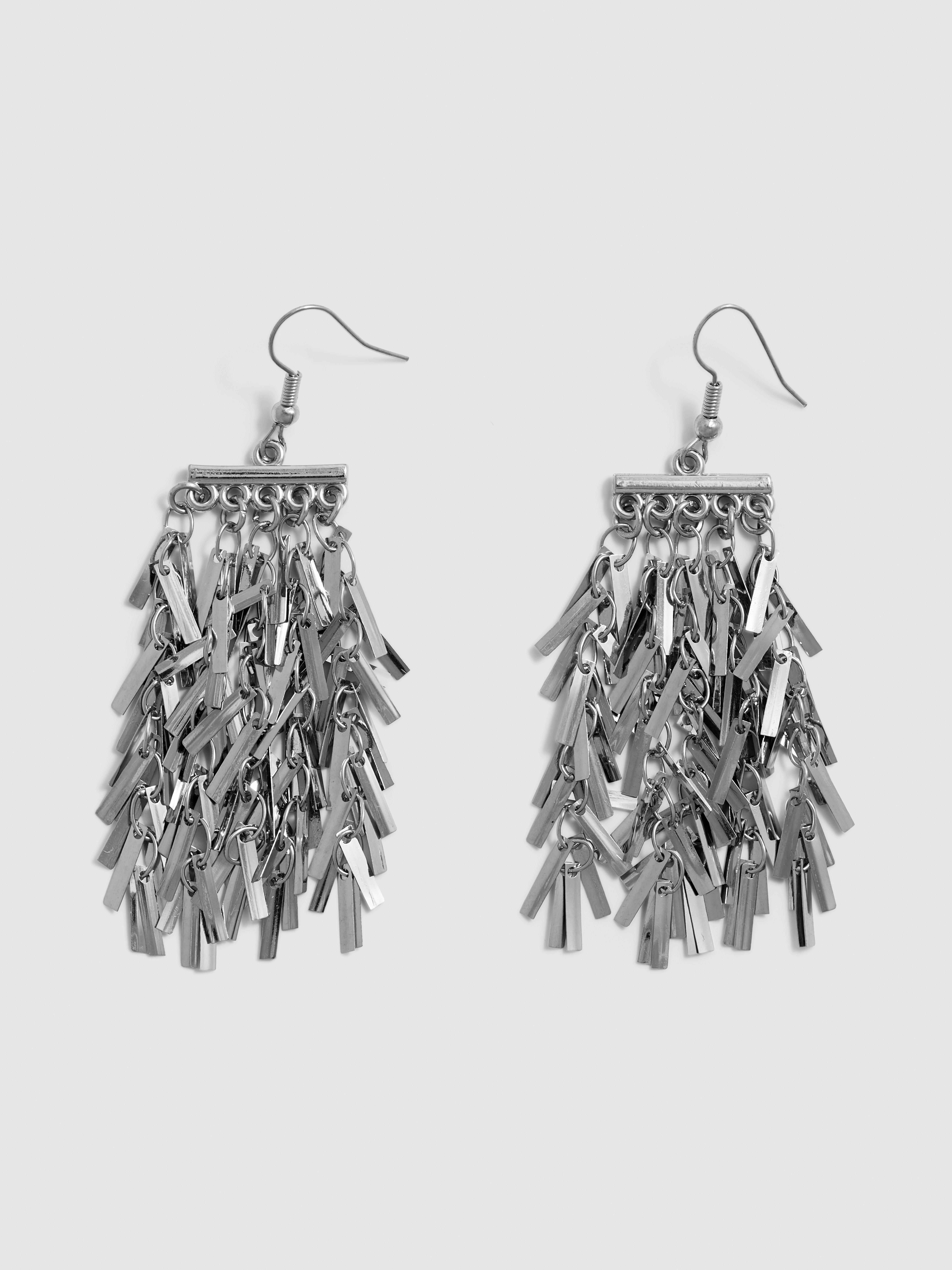 Silver-Tone Fringe Drop Earrings