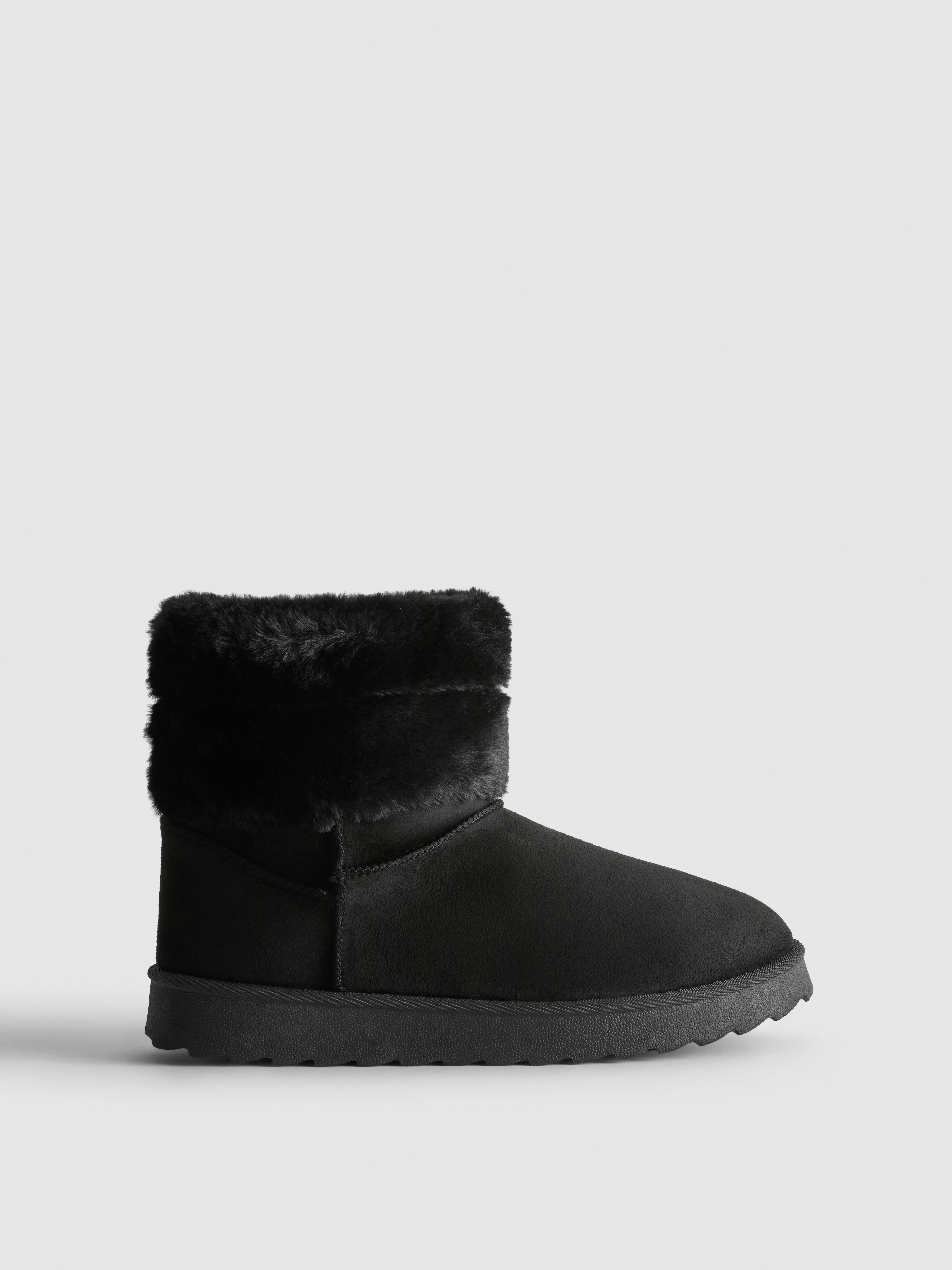 Faux Fur Trim Snug Ankle Boots