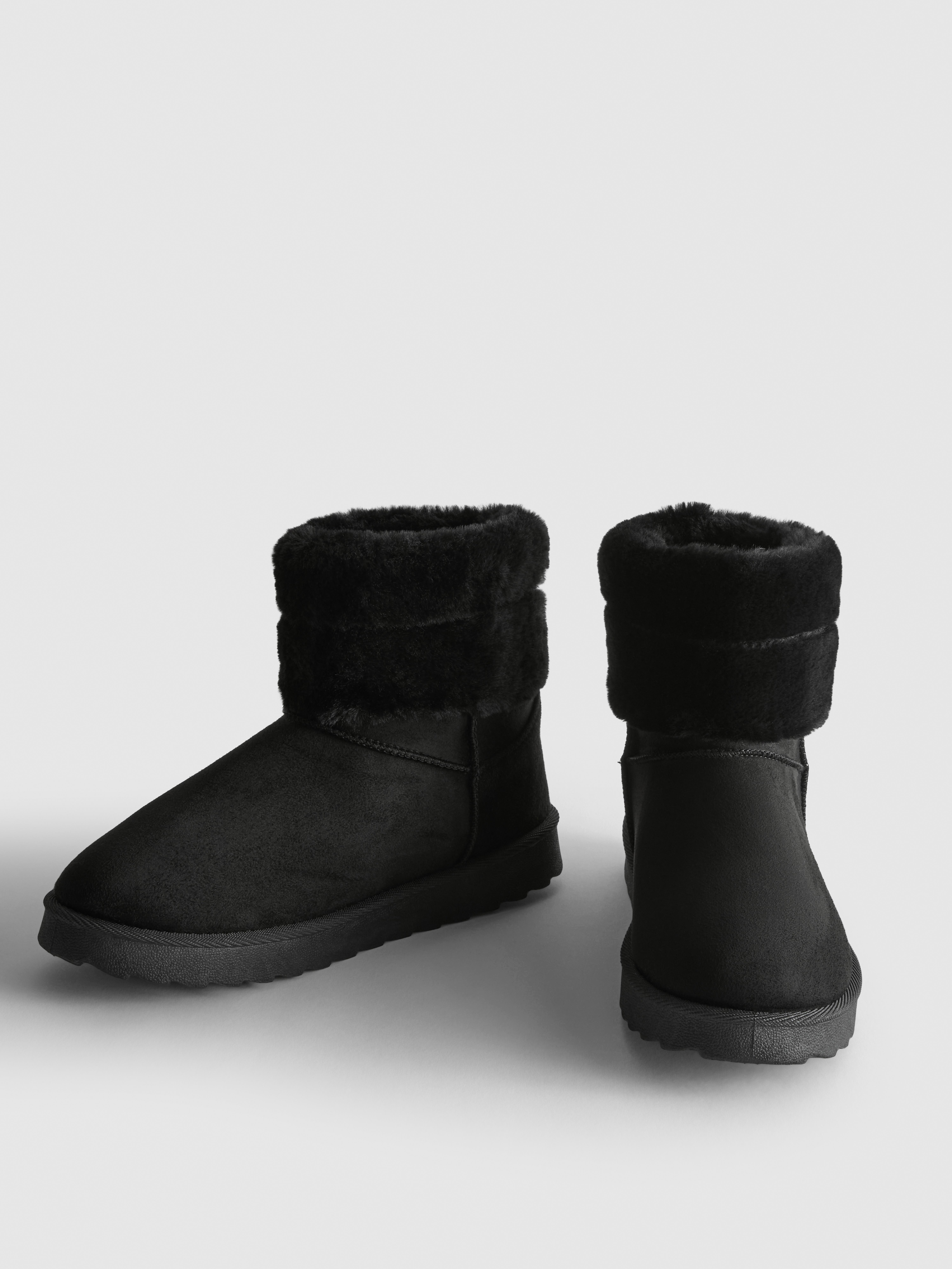 Faux Fur Trim Snug Ankle Boots