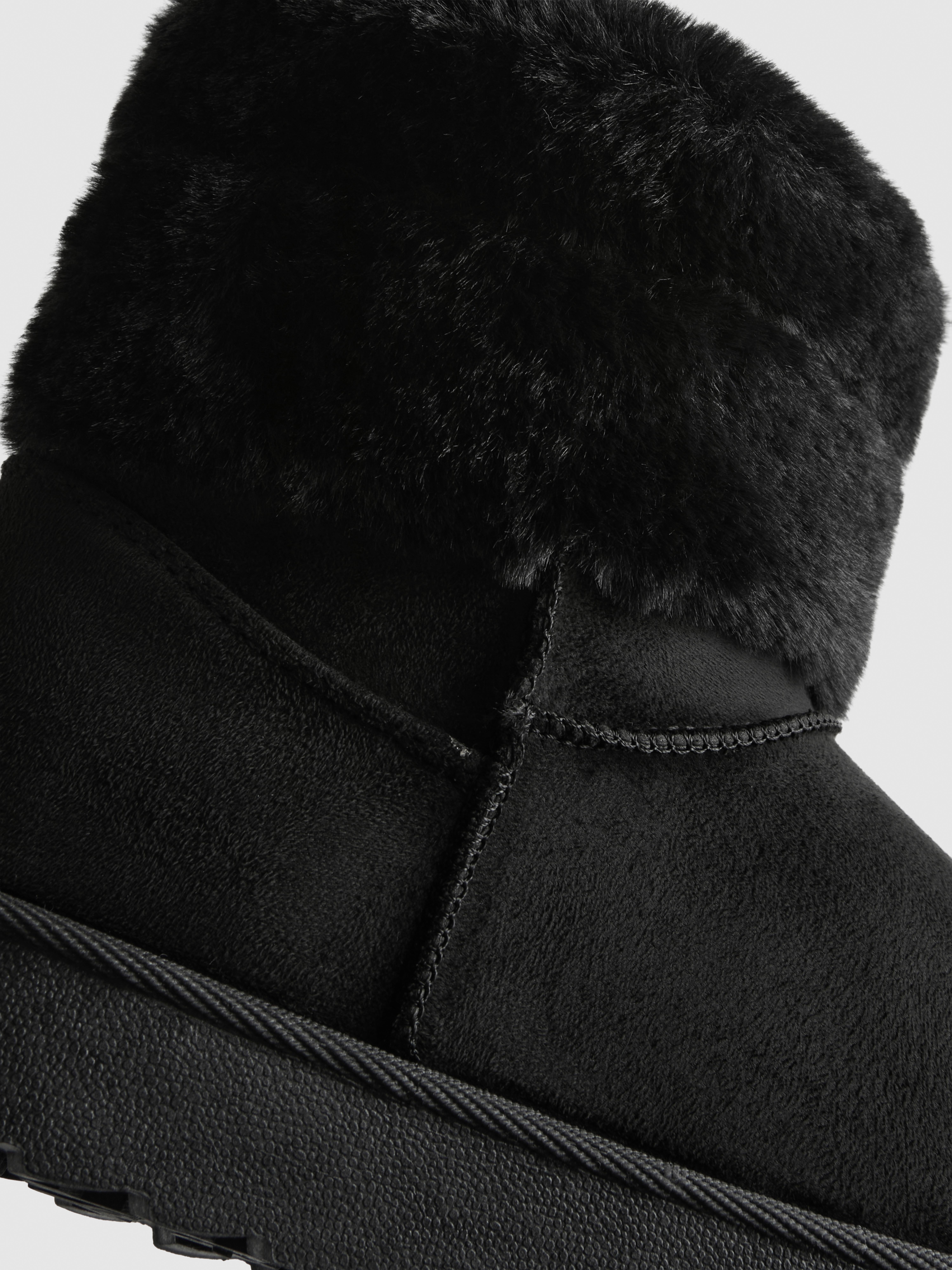 Faux Fur Trim Snug Ankle Boots