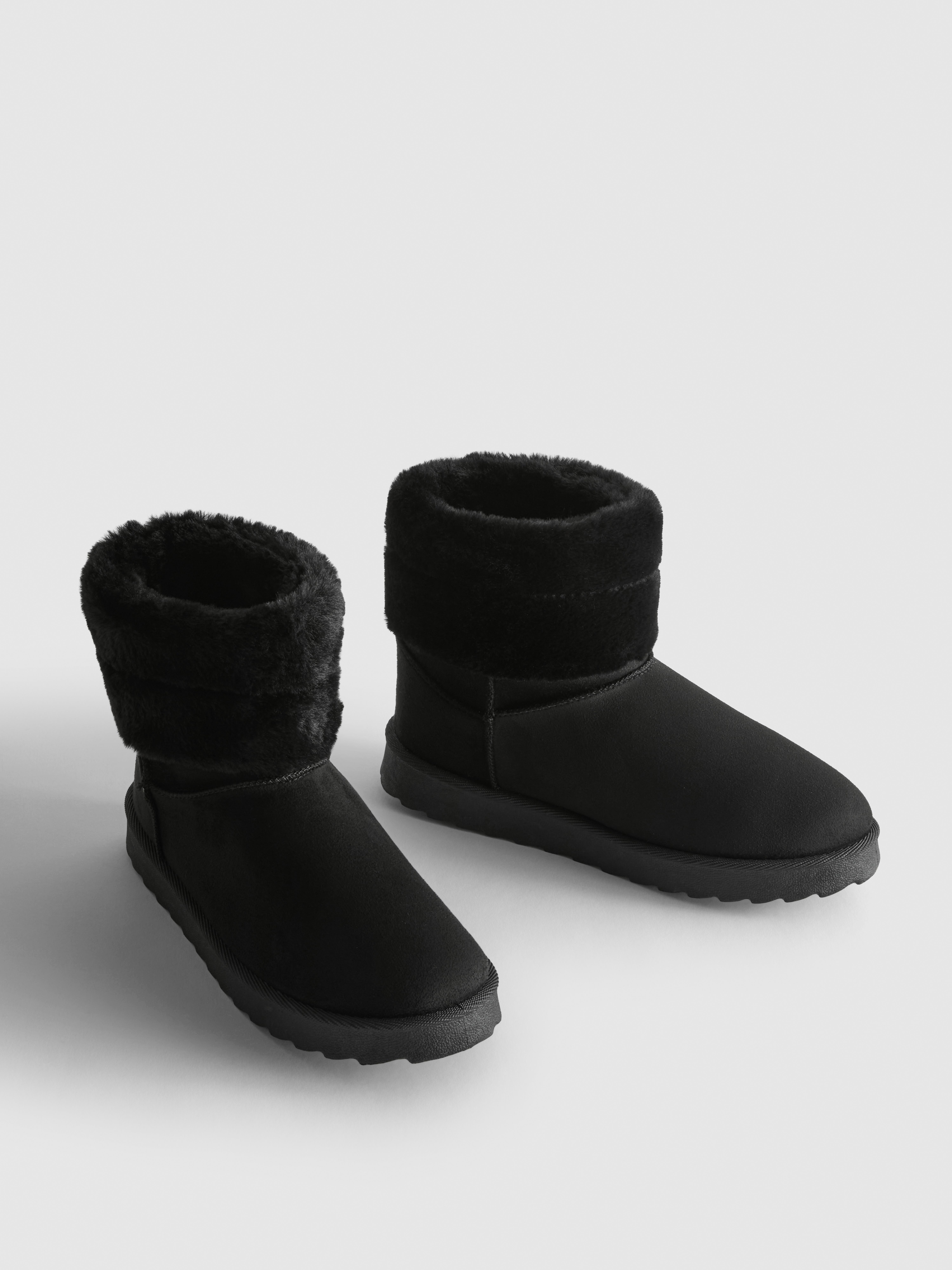Faux Fur Trim Snug Ankle Boots