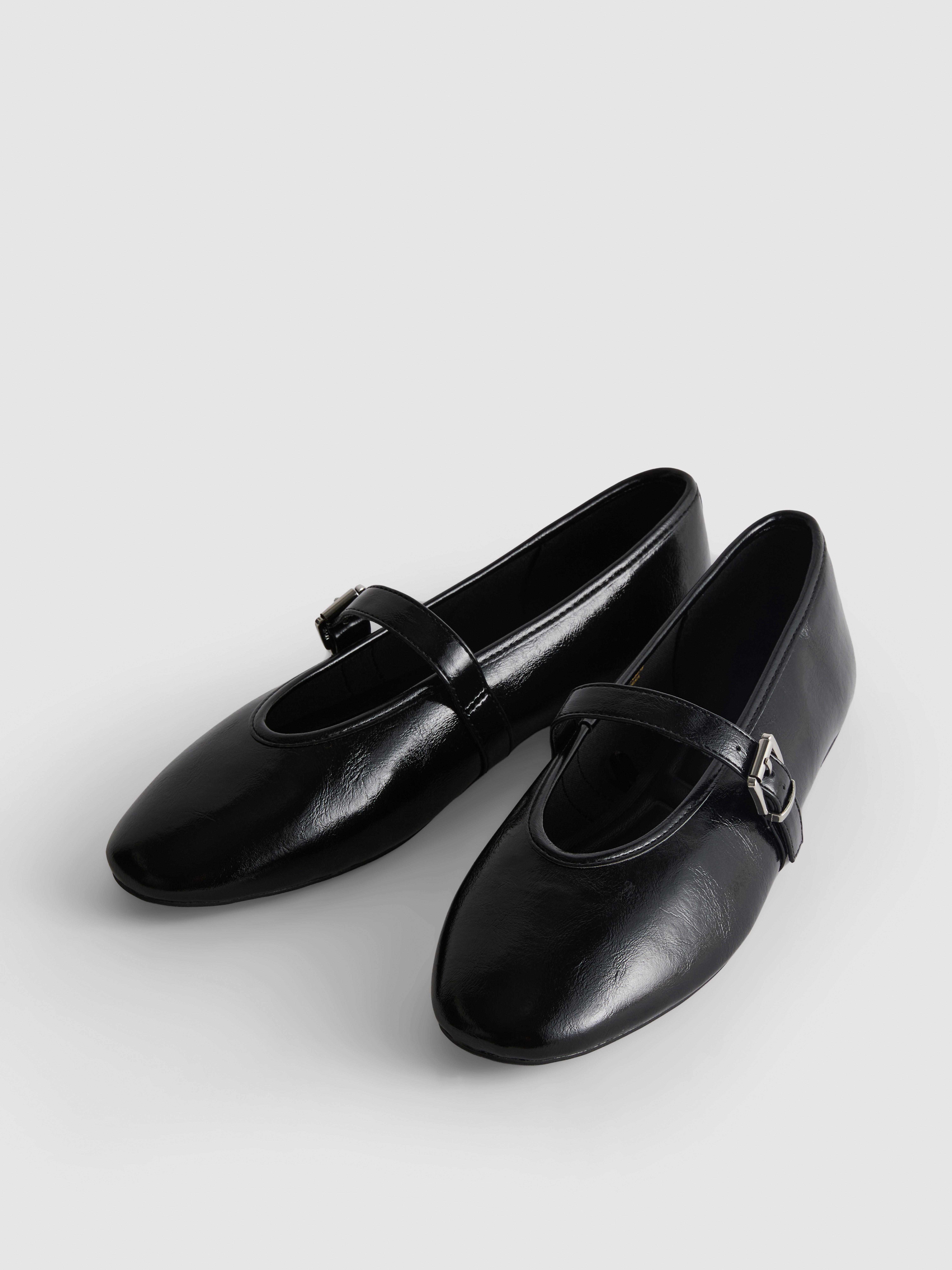 Faux Leather Buckle-Detail Mary Janes
