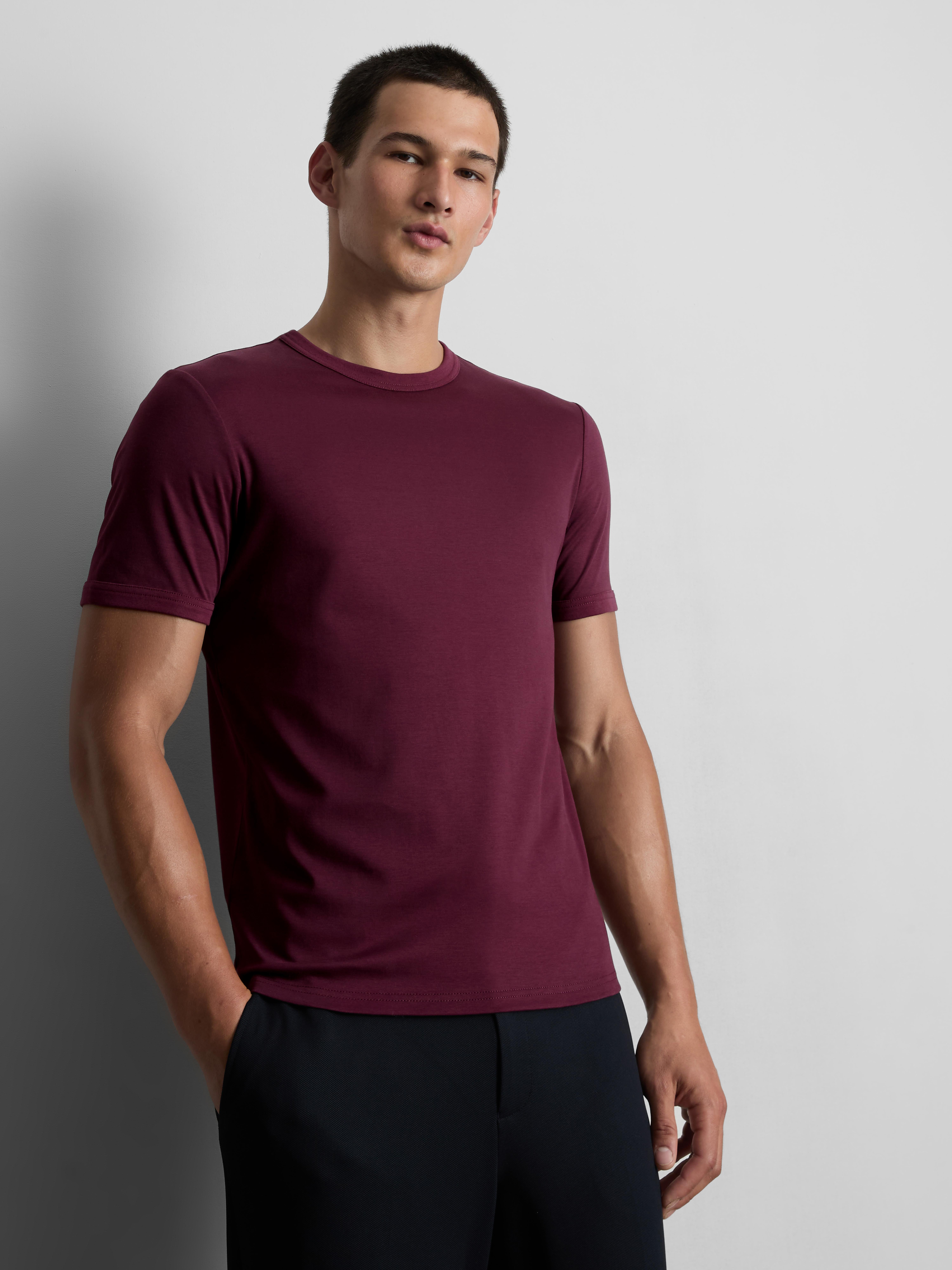 The Edit Slim Fit Crew Neck T-Shirt Burgundy