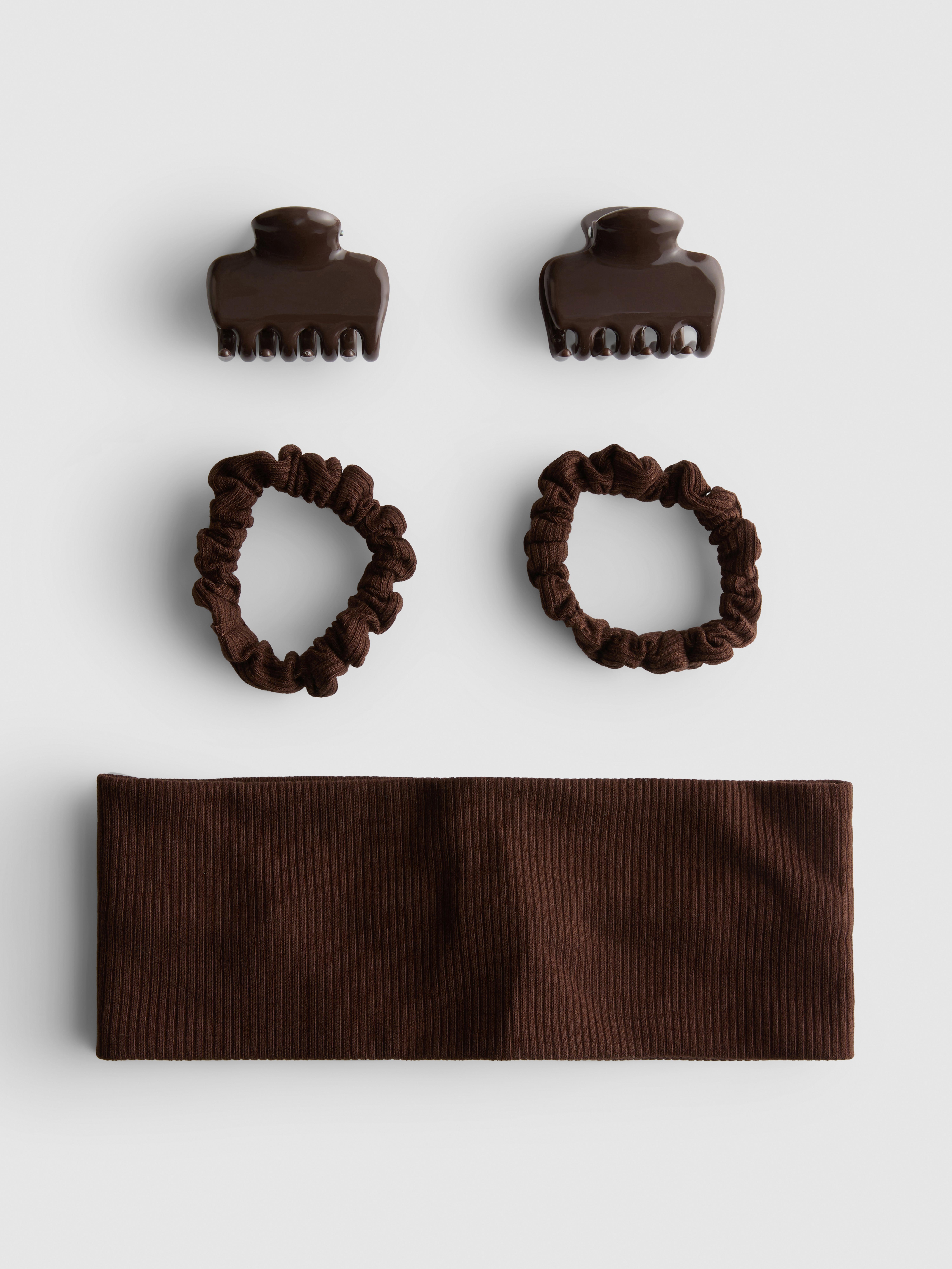5pk Hair Accessories Brown