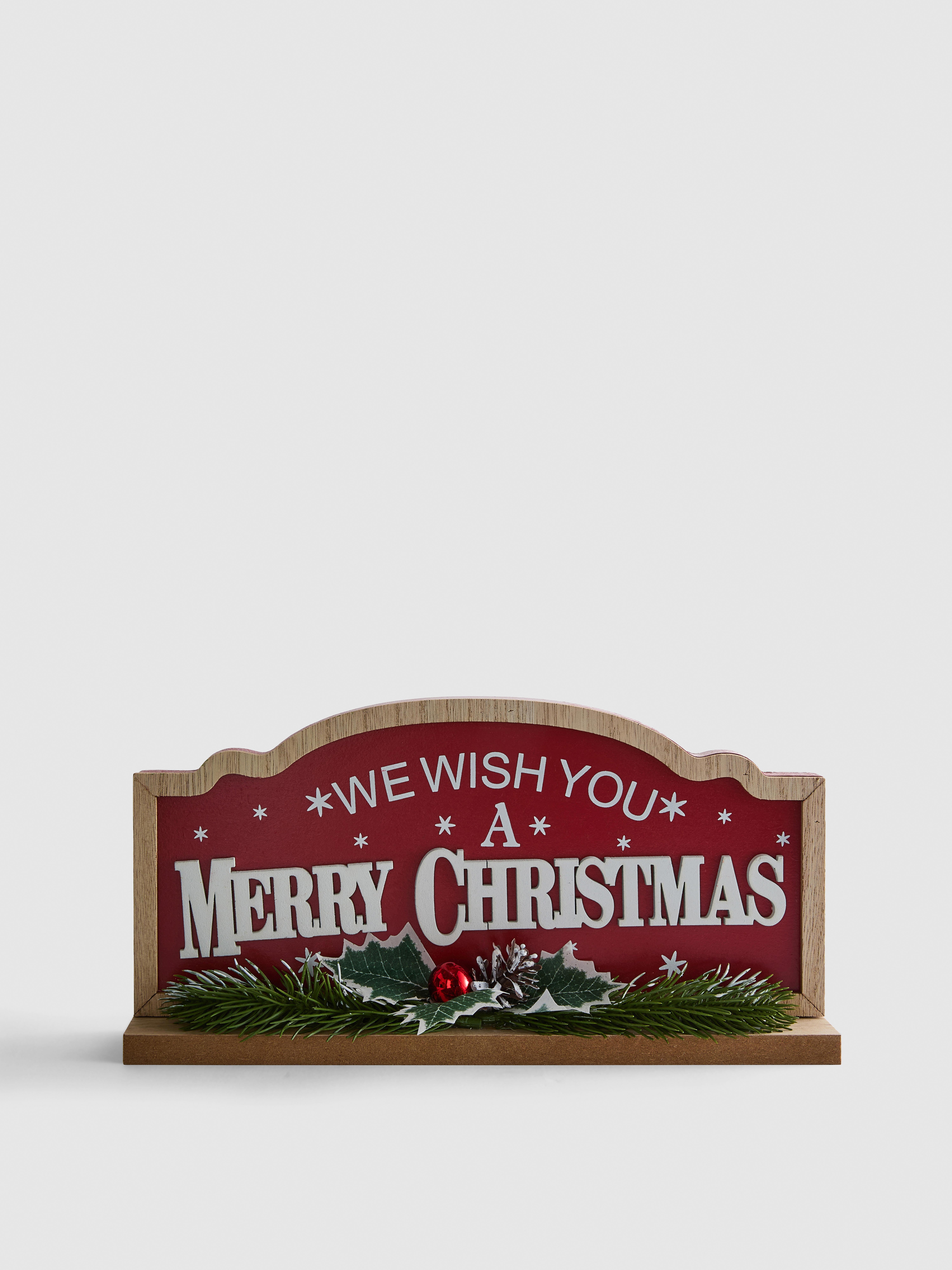 Houten borddecoratie met 'Merry Christmas'