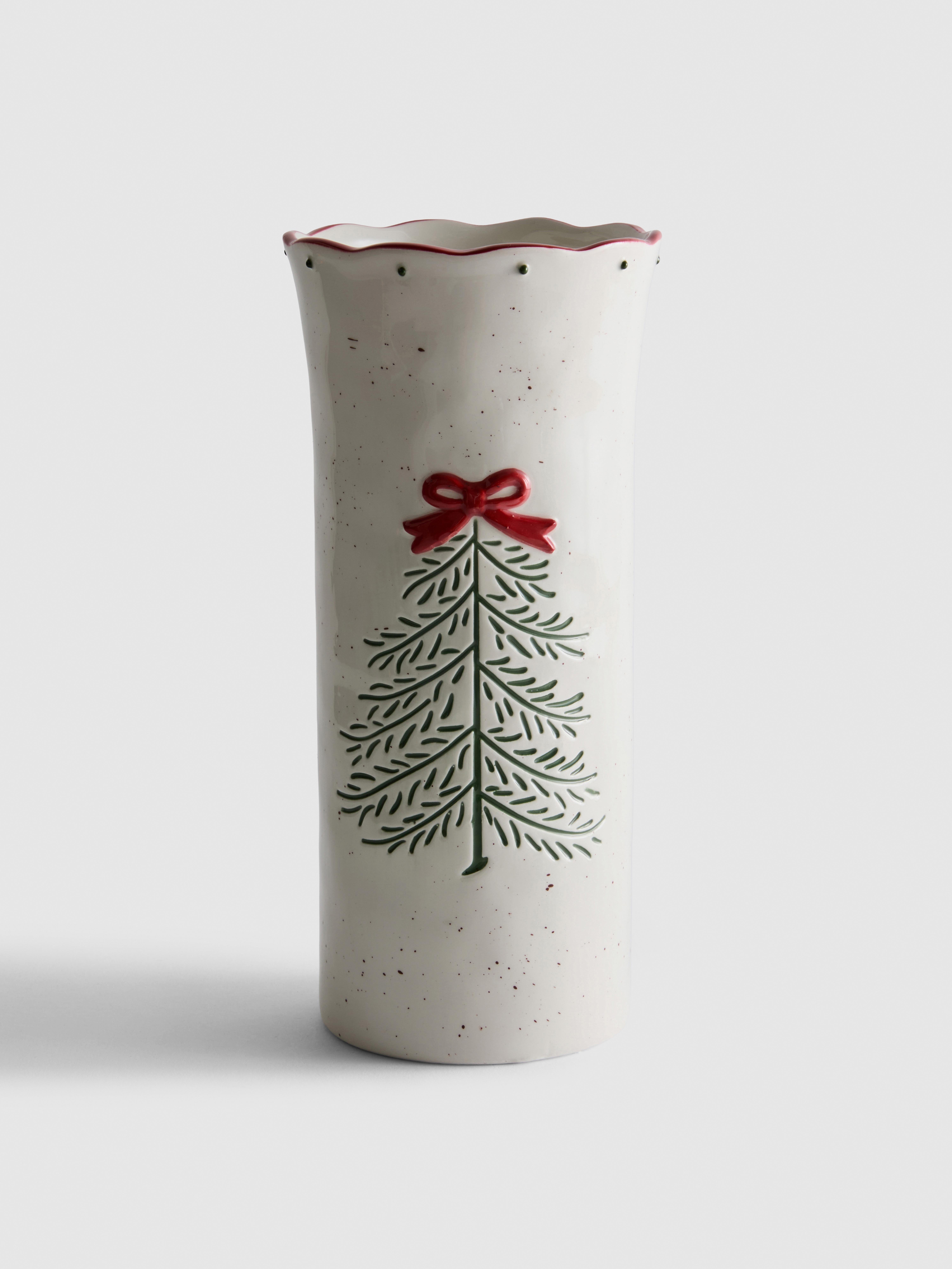 Keramieken vaas met kerstboom