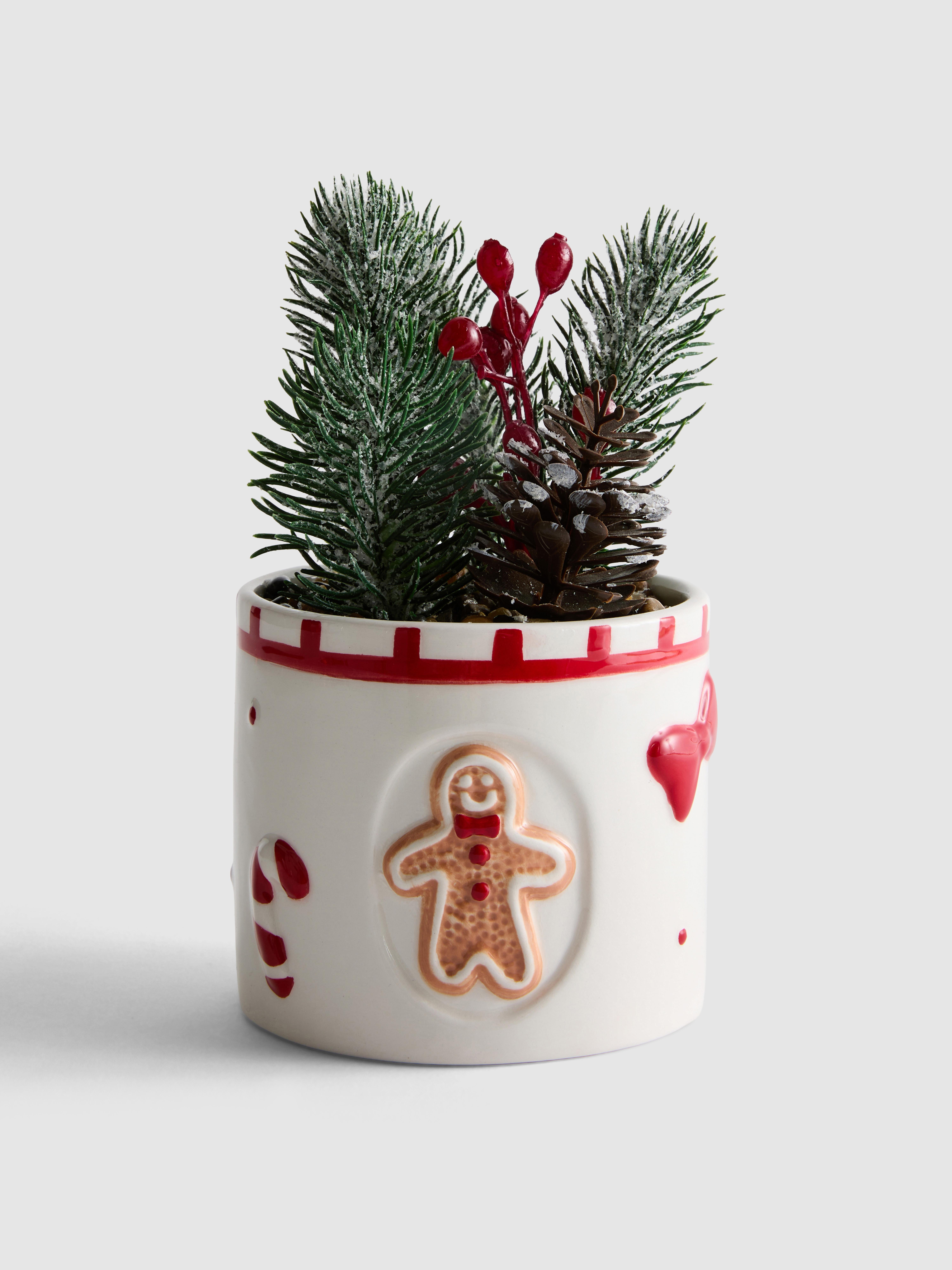 Kunstgroen in pot met peperkoekmotief