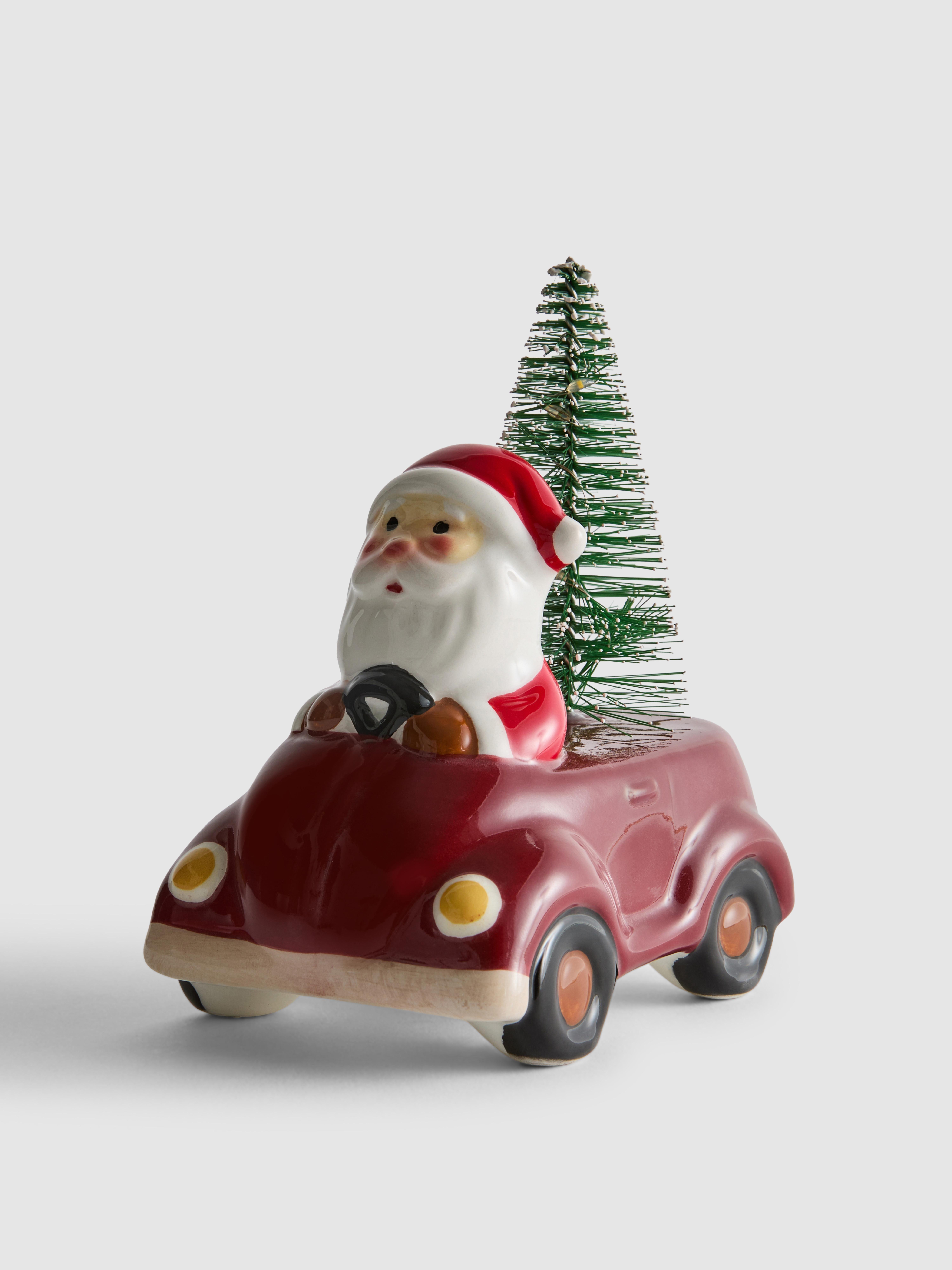 LED keramiekdecoratie kerstman in auto