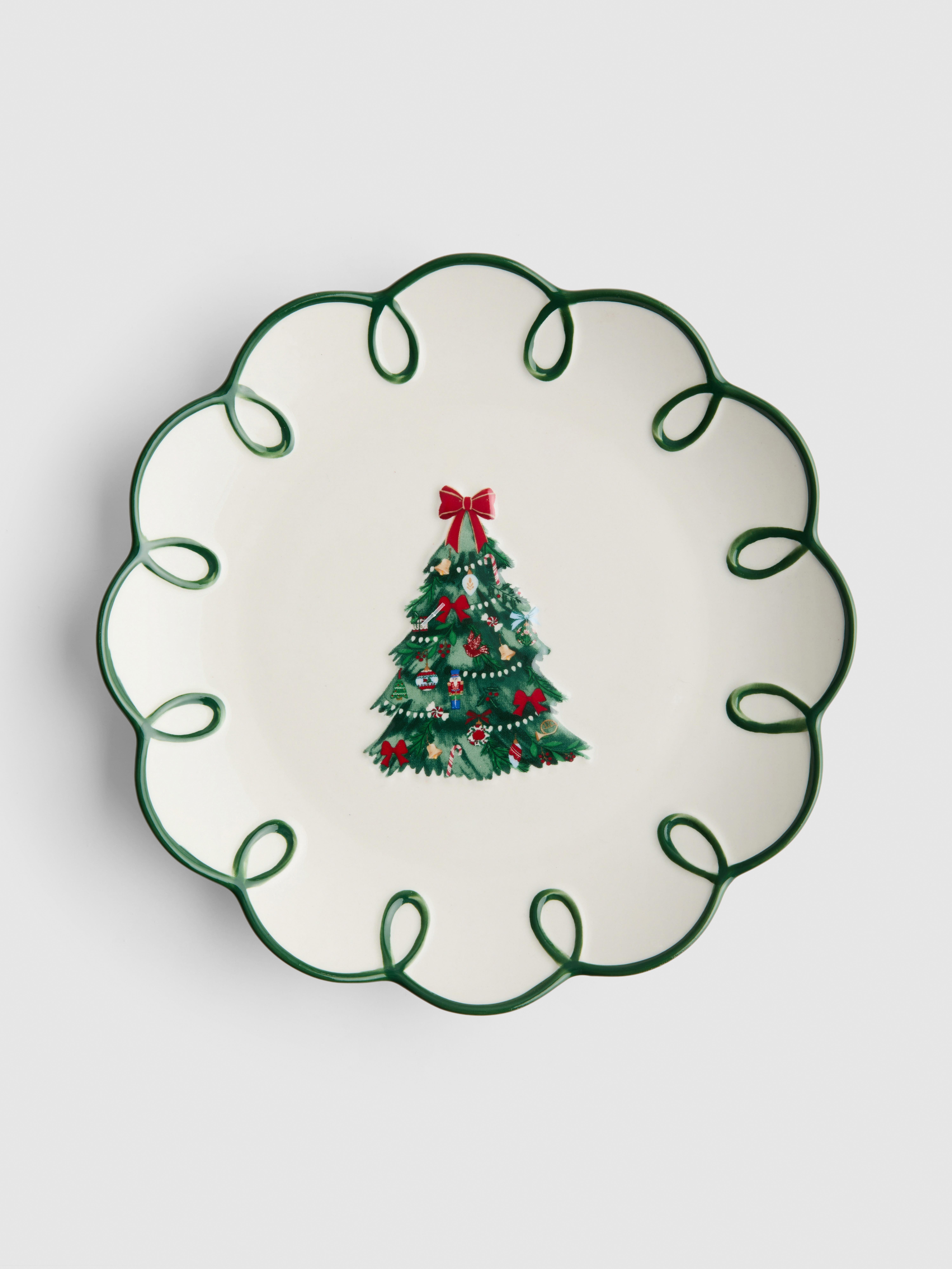 Scalloped Christmas Tree Side Plate