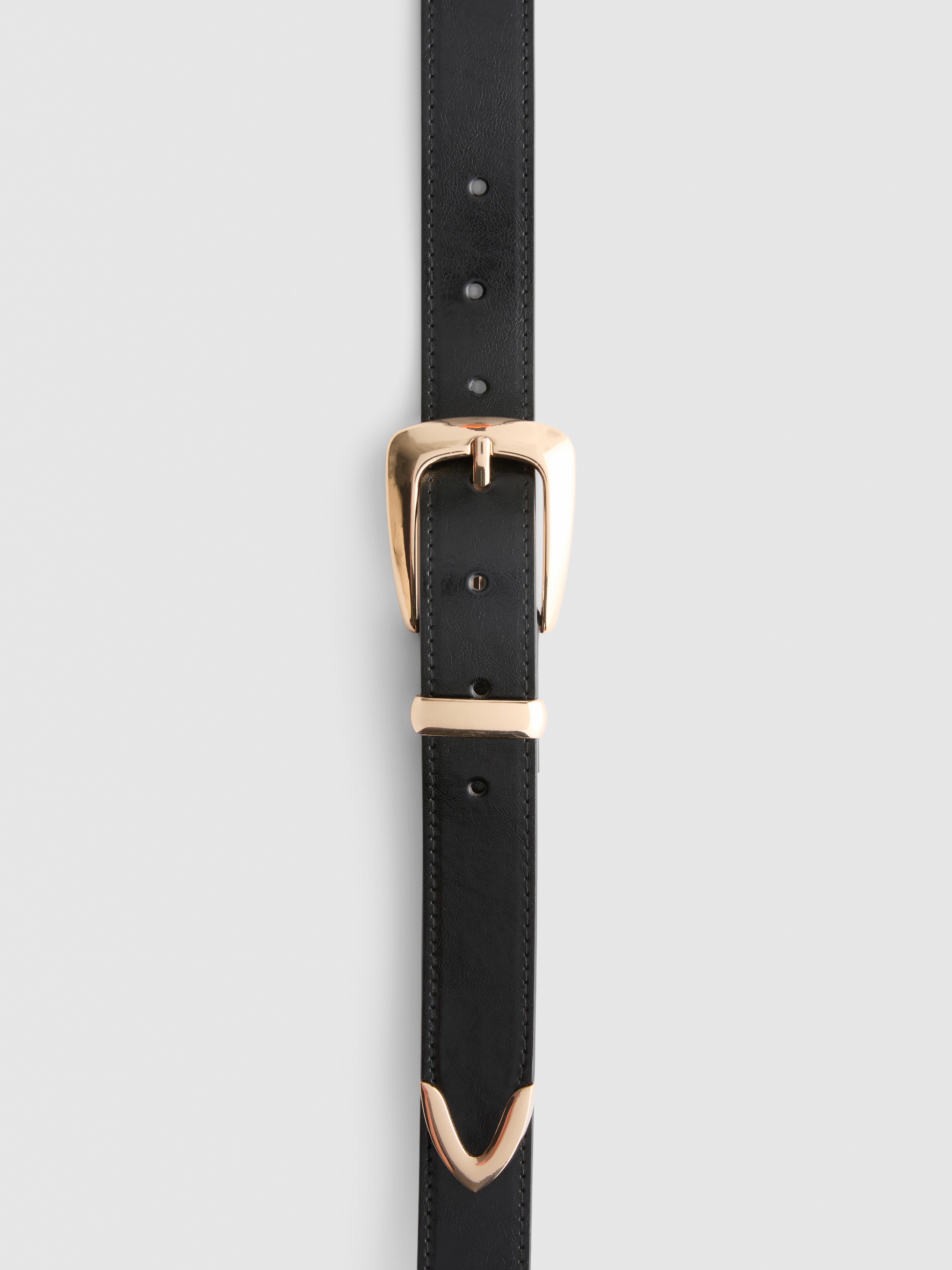 Imitatiekrokodillenleren riem met metalen punt Goudkleurig
