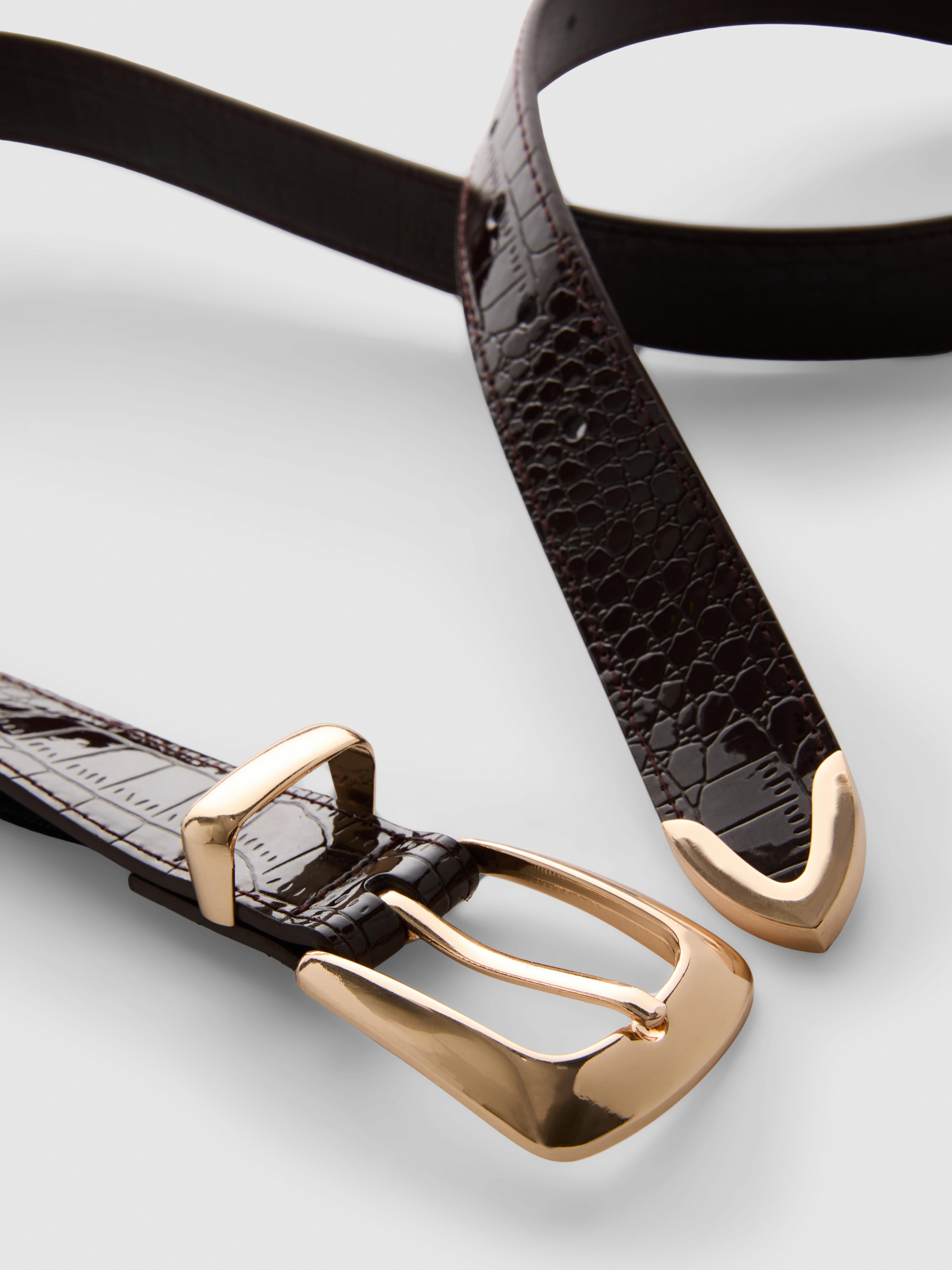 Croc Effect Metal Tip Belt