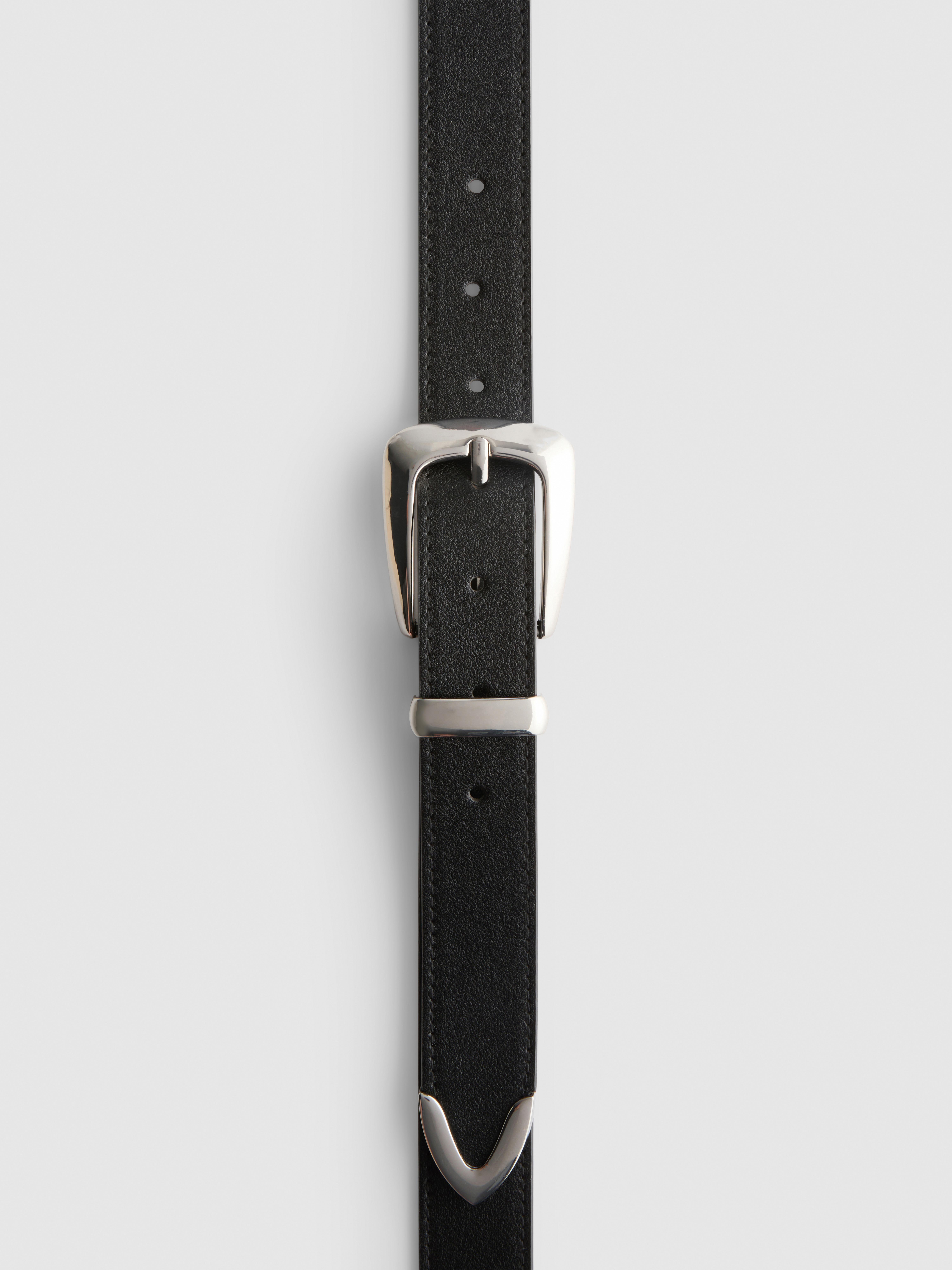 Croc Effect Metal Tip Belt Silver