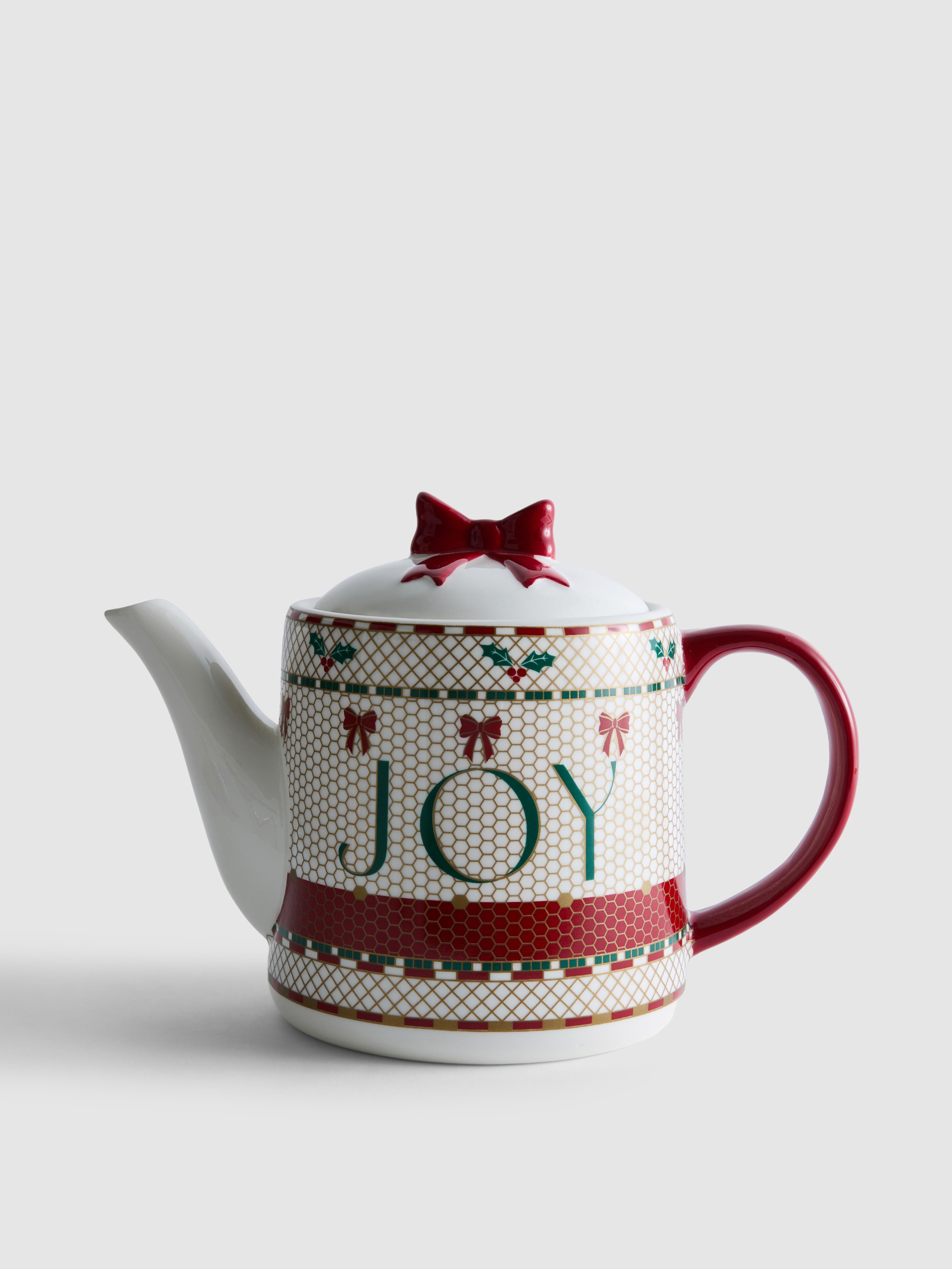 Christmas Joy Ceramic Teapot