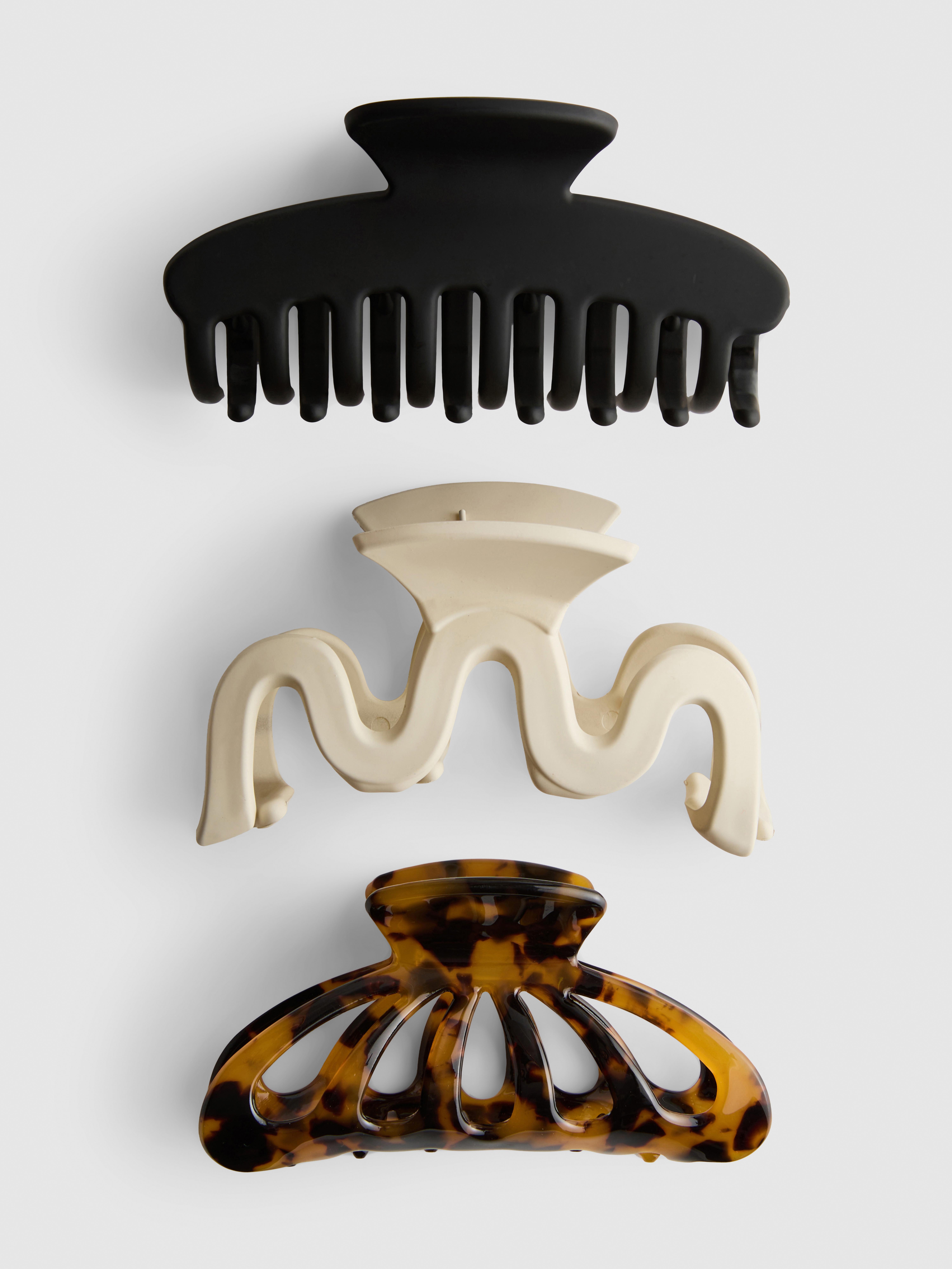 3pk Mixed Hair Claw Clips