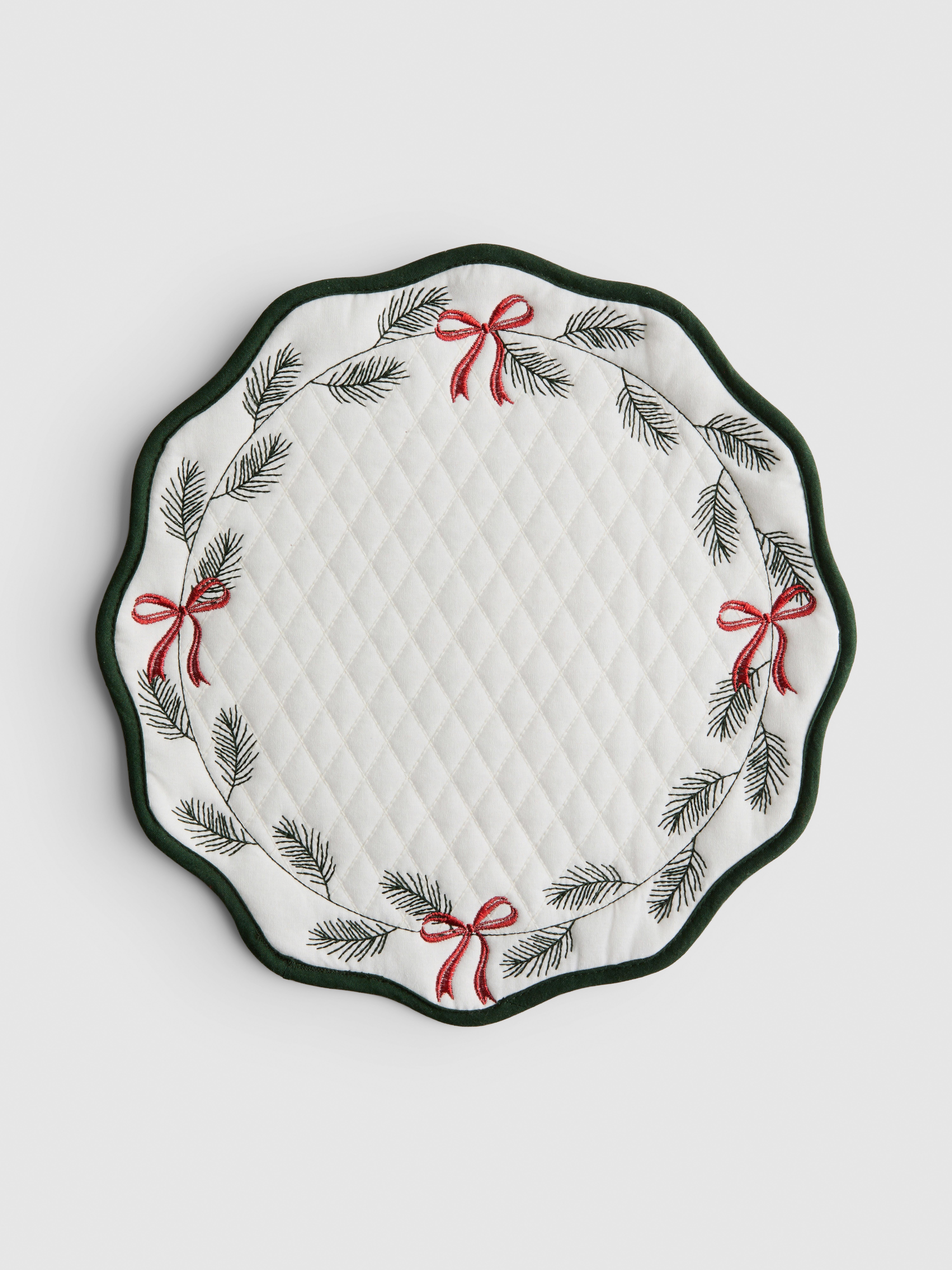 Scalloped Embroidered Christmas Placemat