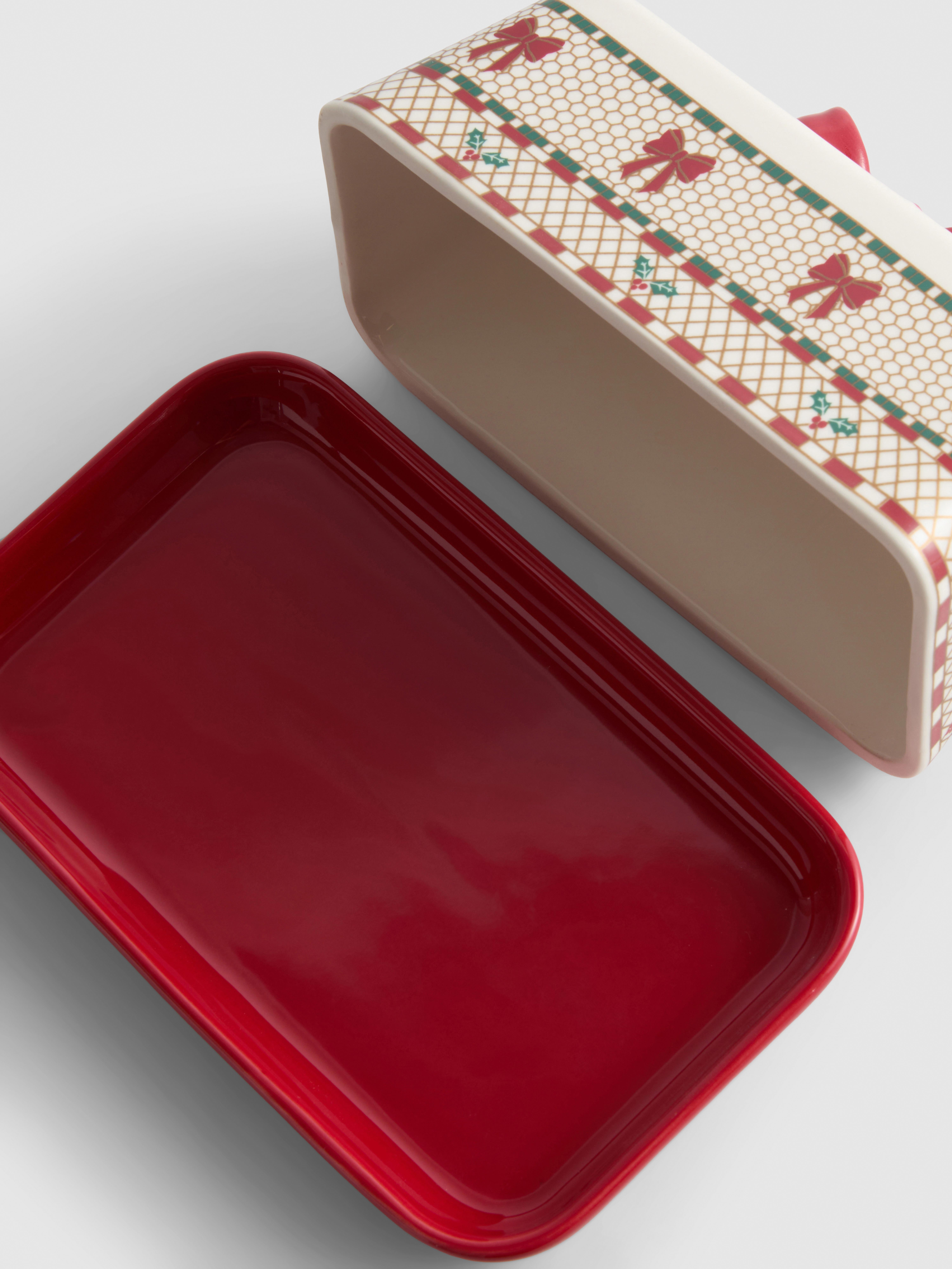 Christmas Bow Lidded Butter Dish