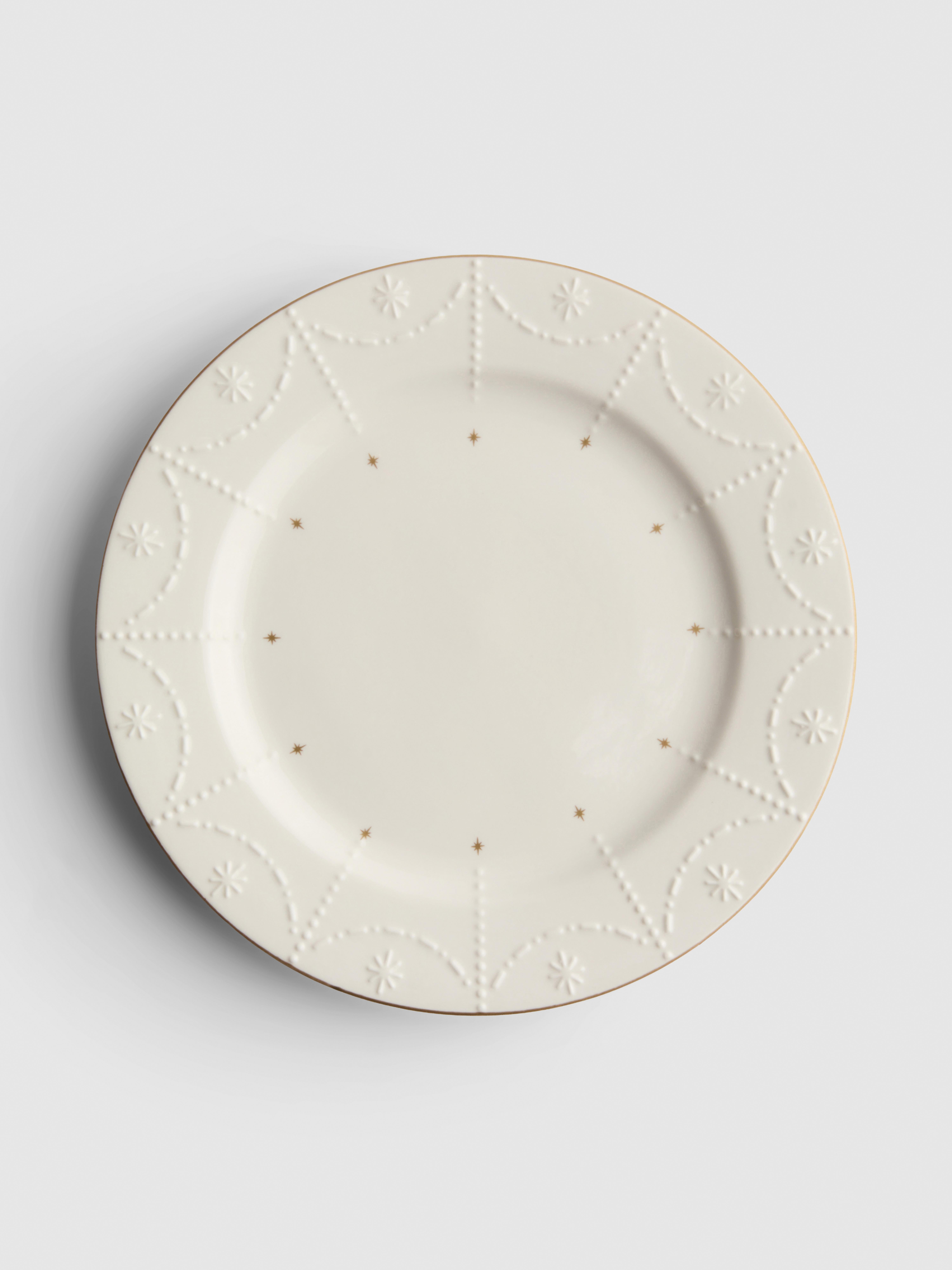 Embossed Star Christmas Ceramic Plate