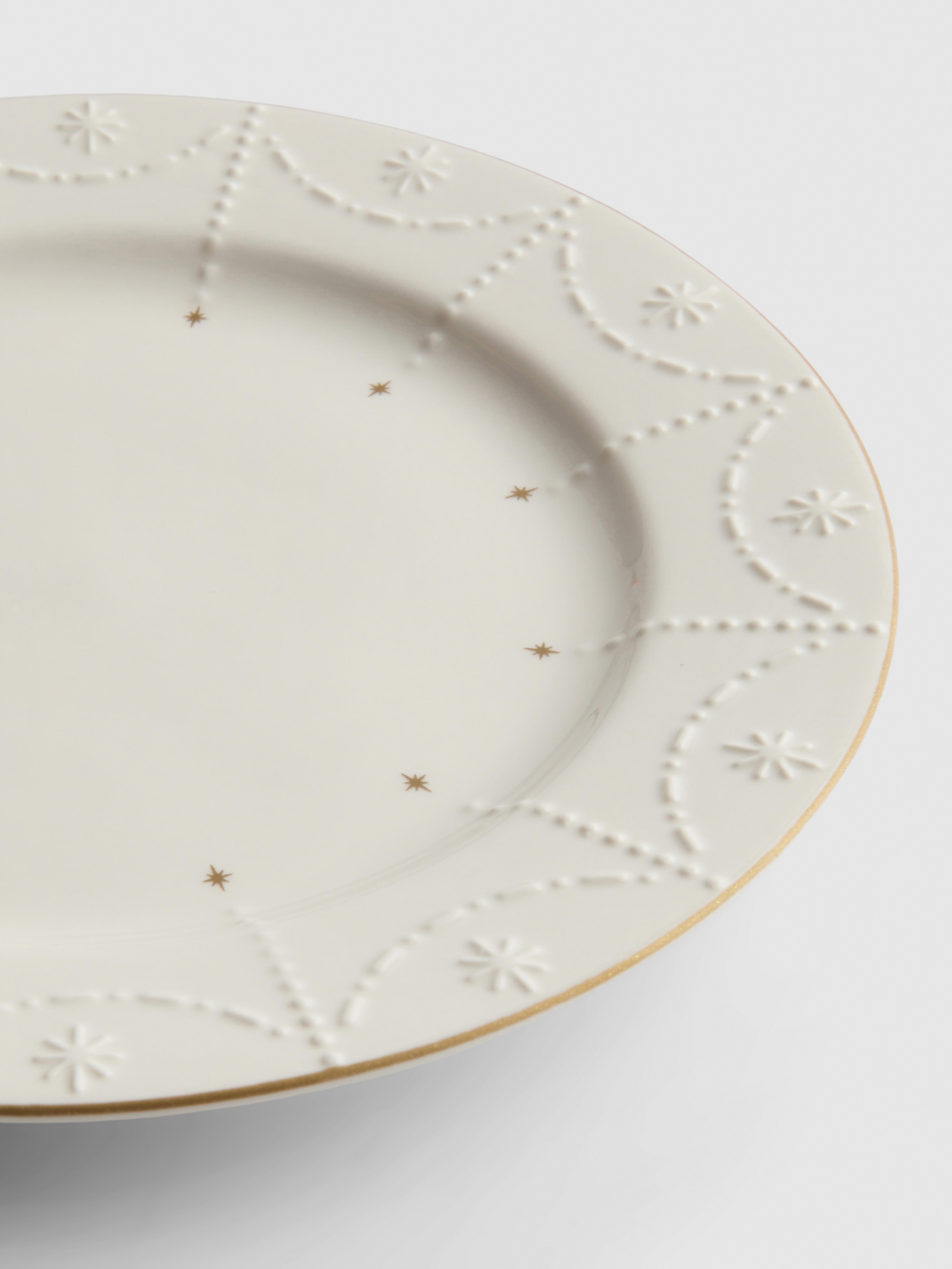 Embossed Star Christmas Ceramic Plate