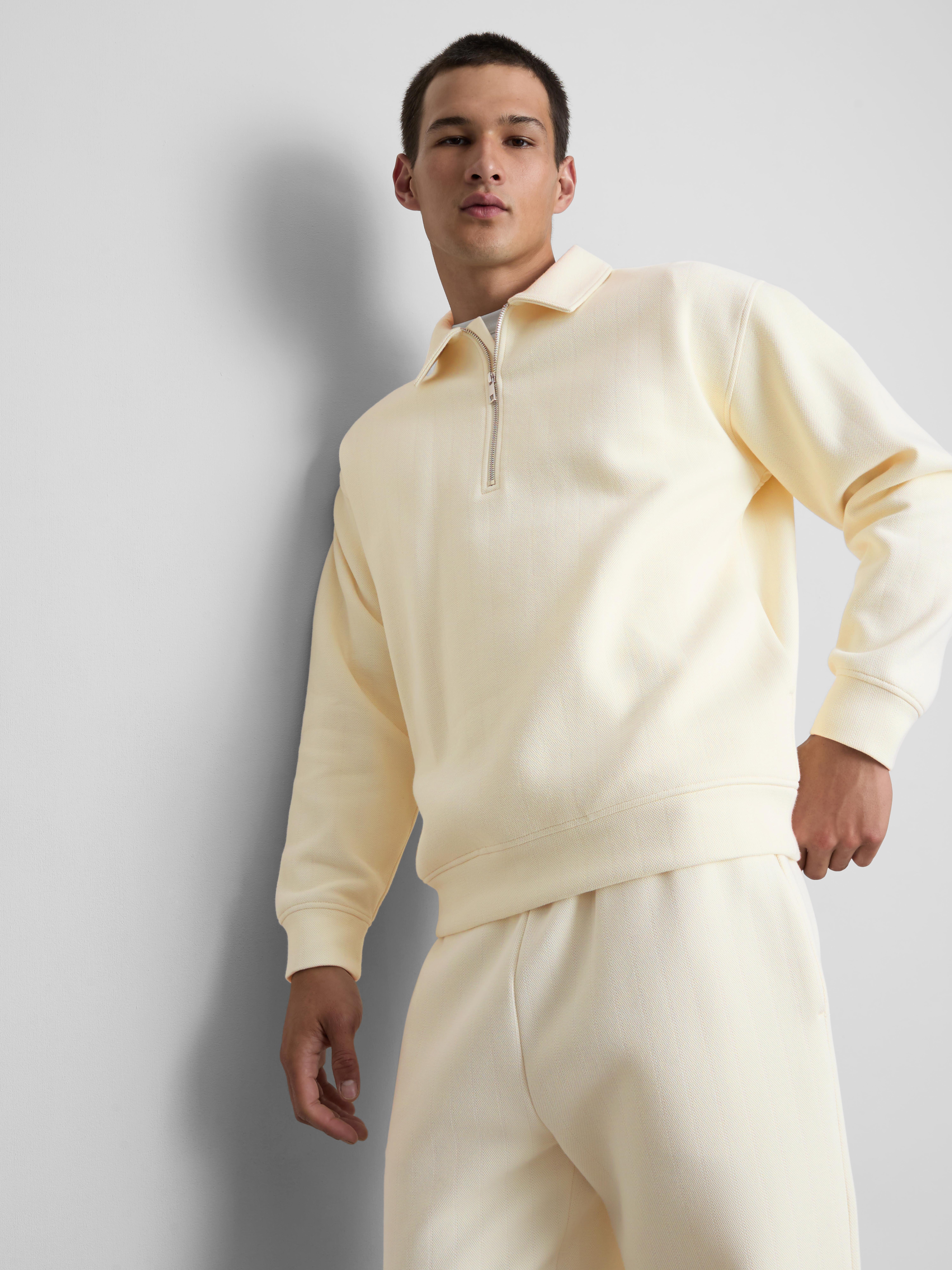 The Edit Quarter Zip Sweatshirt Ecru