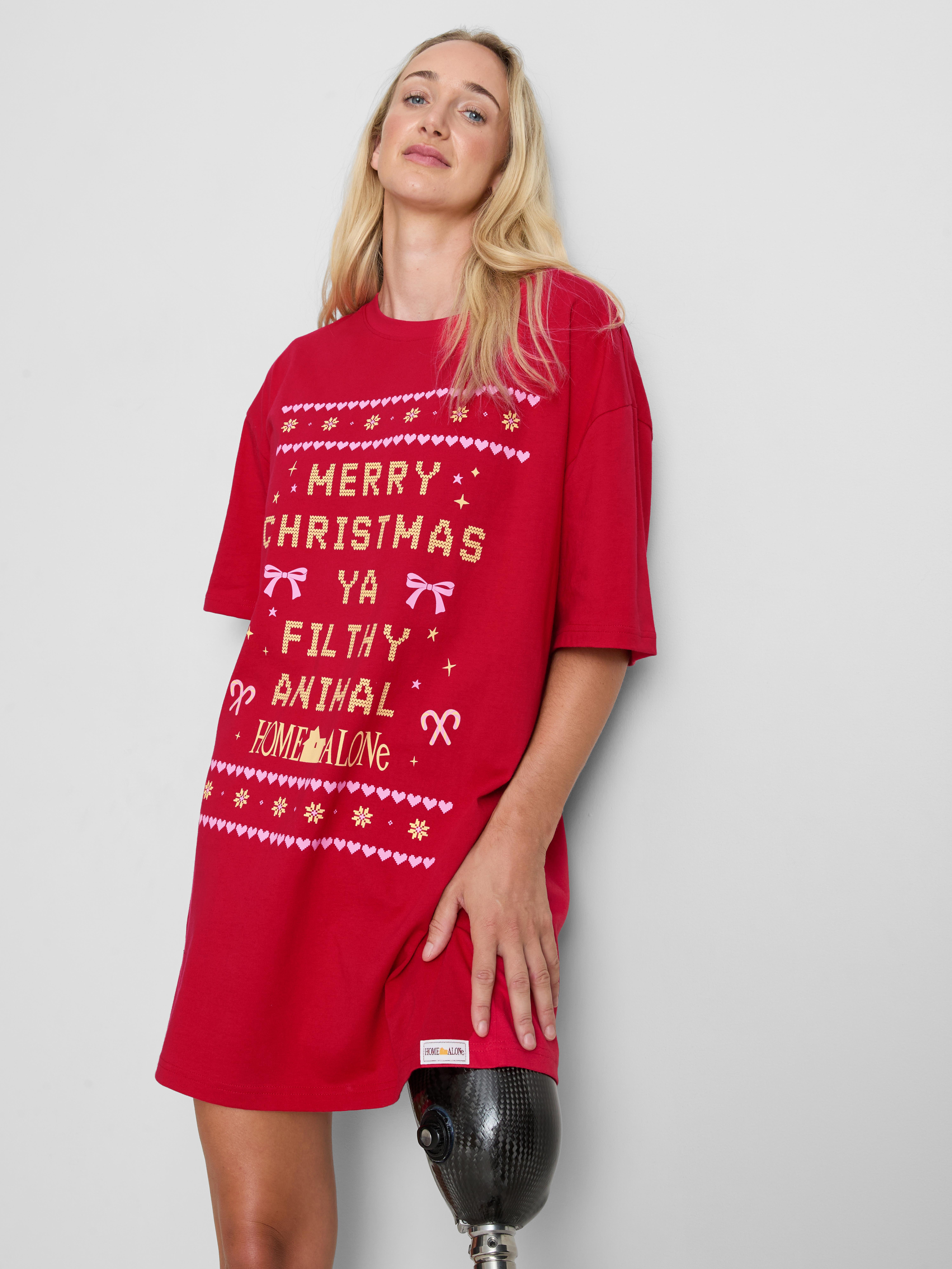 Home Alone Pure Cotton Christmas Oversized Sleep Tee